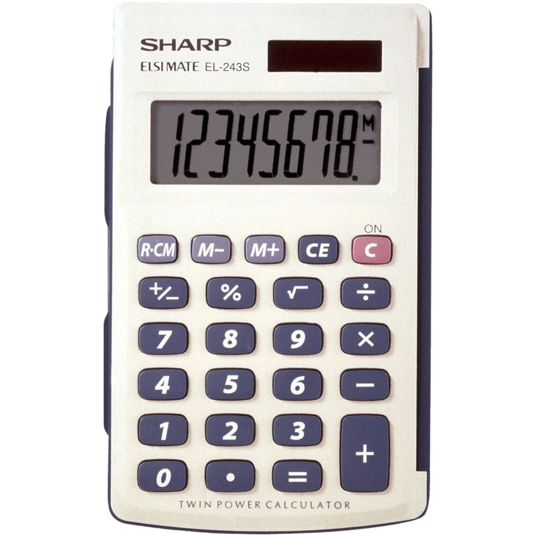 Sharp EL243SB Elsi Mate Simple Calculator, Large Display, Dual Power, Compact