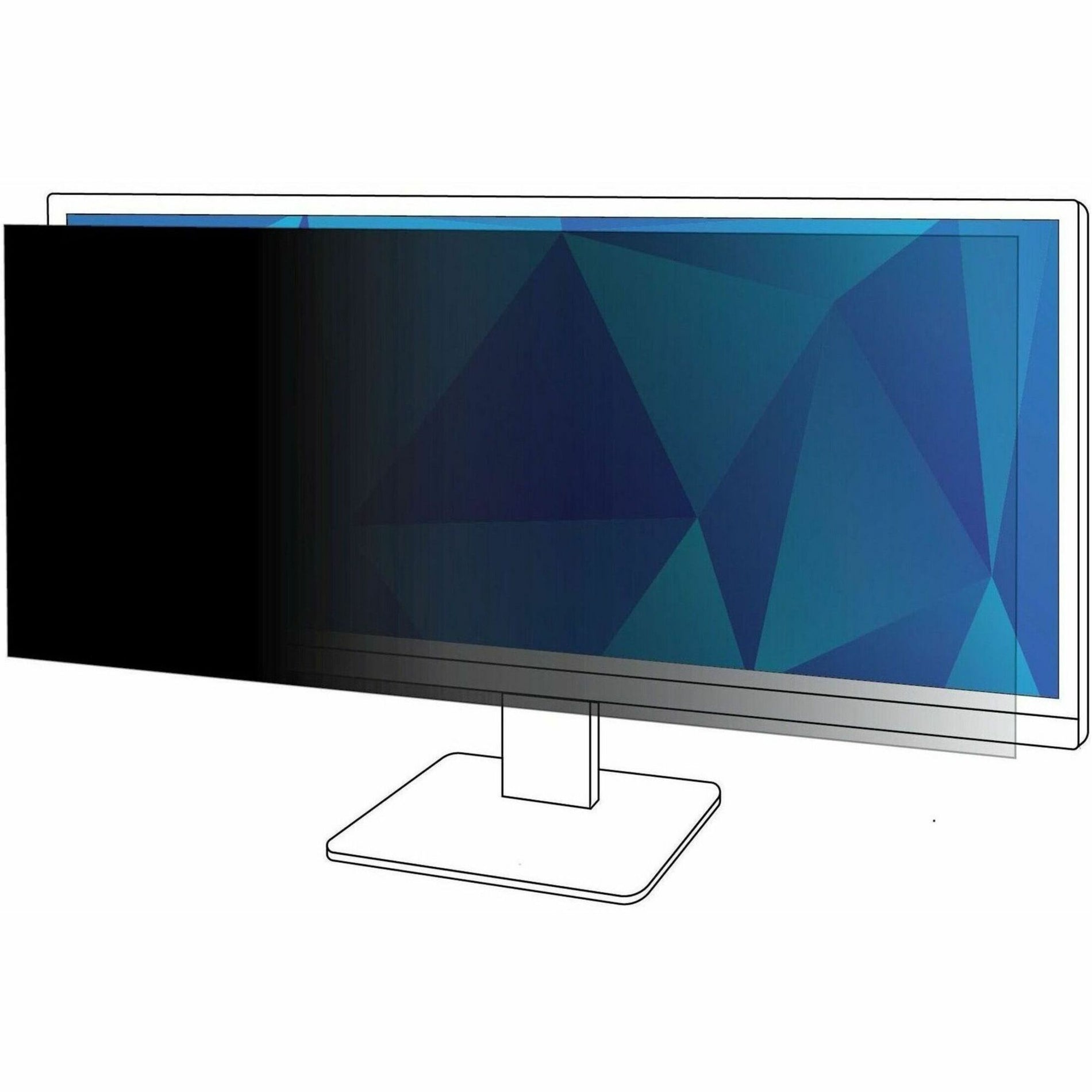 3M PF340W2B Privacy Filter Black Matte, Reversible Glossy-to-Anti-glare, Blue Light Reduction, Limited Viewing Angle, Crystal Clear Image, 34" Widescreen LCD Monitor