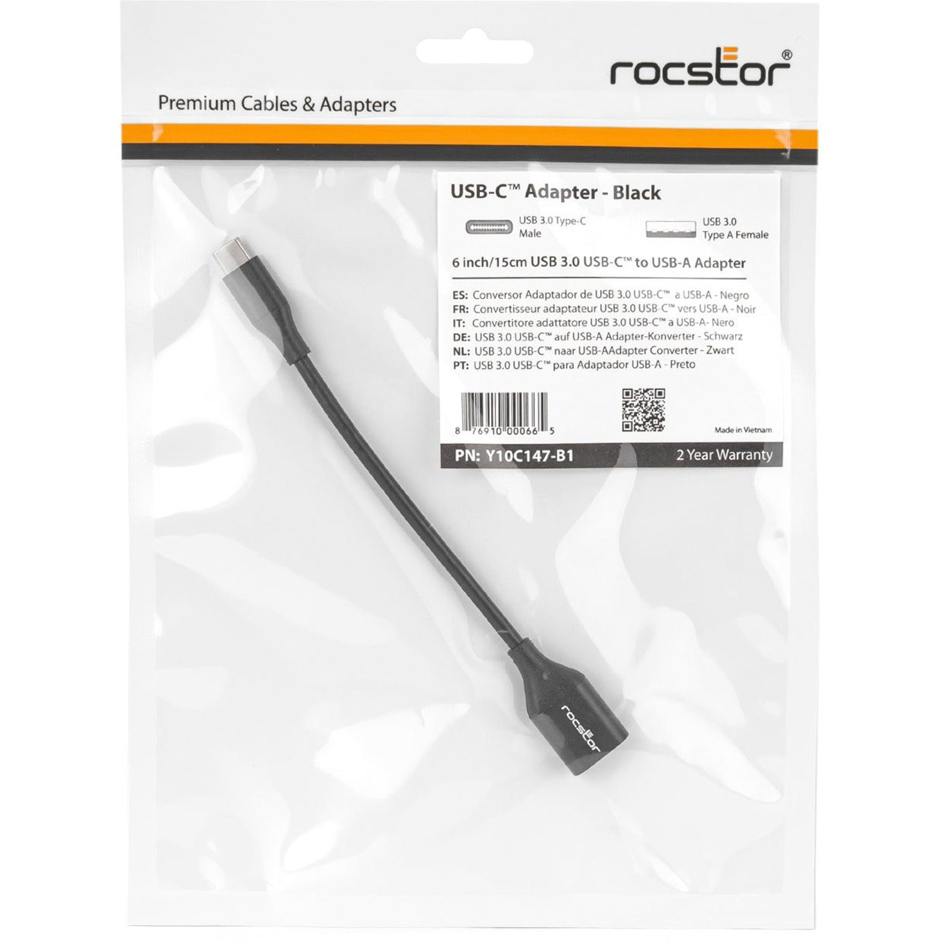 Rocstor Y10C147-B1 Premium USB Data Transfer Adapter, USB-C to USB-A Adapter M/F
