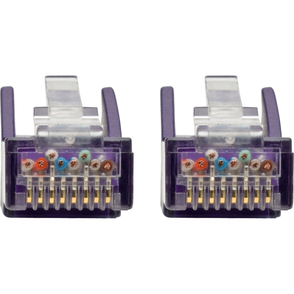Tripp Lite N201-002-PU Cat6 Gigabit Snagless Molded Patch Cable, Purple, 2 ft, Crosstalk Protection, Flexible, 1 Gbit/s Data Transfer Rate