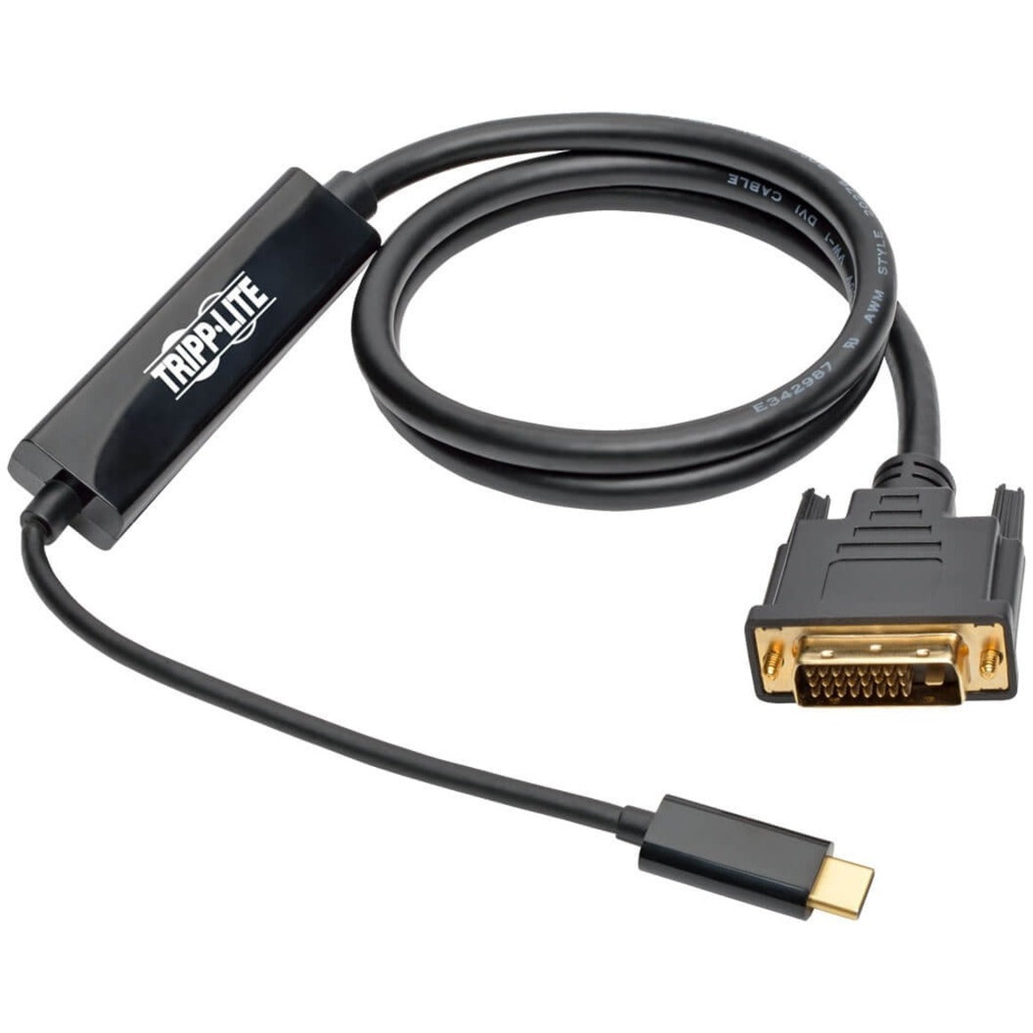 Tripp Lite U444-003-D USB C to DVI Adapter Cable (M/M), 1920 x 1080 (1080p), 3 ft, Reversible