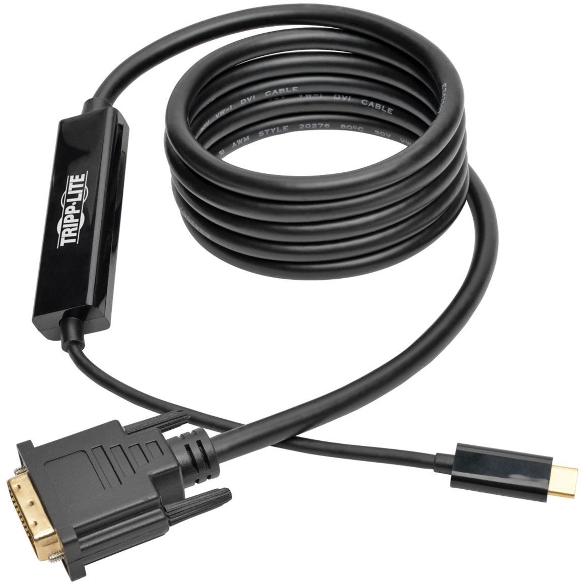 Tripp Lite U444-006-D USB C to DVI Adapter Cable, 1920 x 1080 (1080p), 6 ft, Black