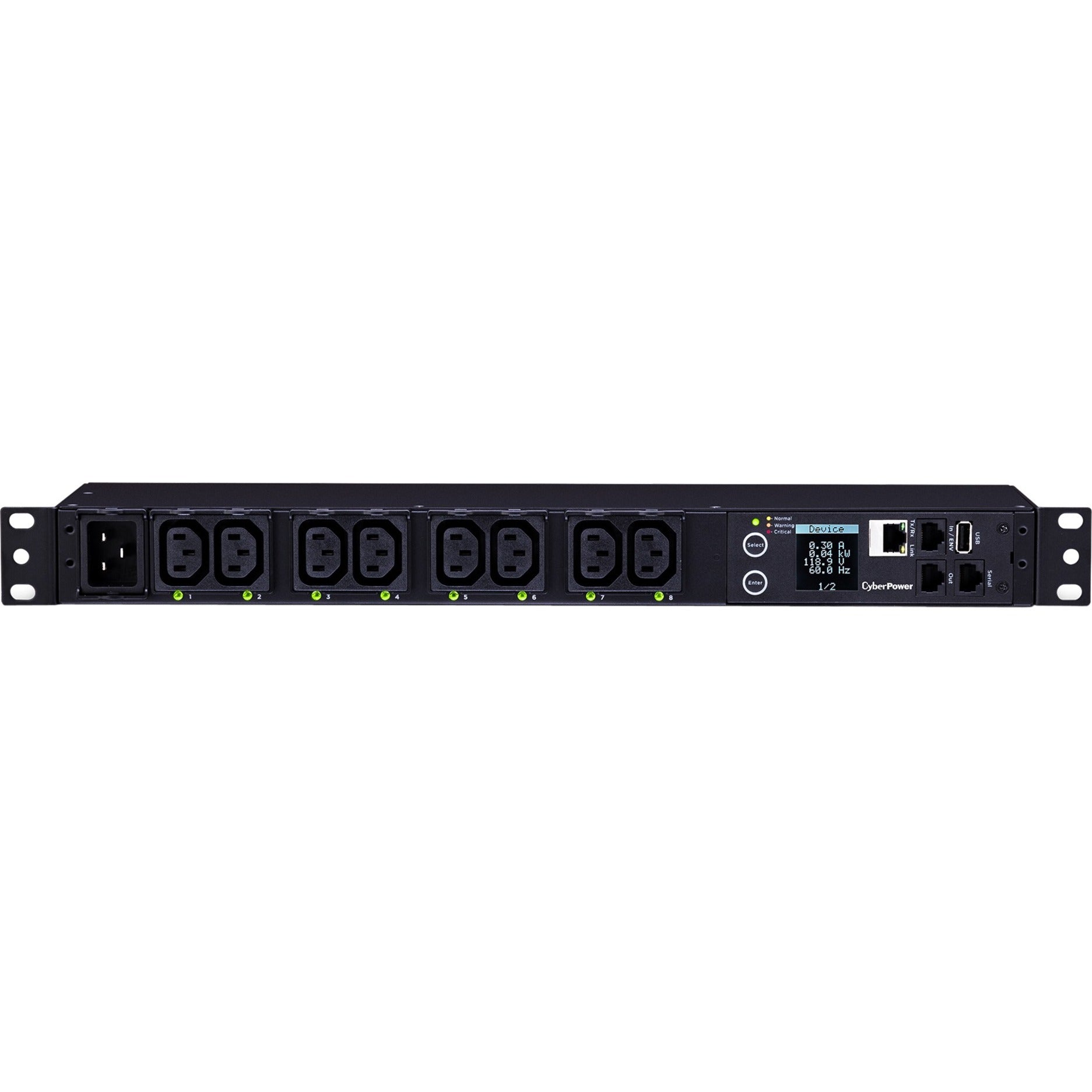CyberPower PDU81005 8-Outlet PDU, 100-120VAC 20A Switched Metered-by-Outlet PDU