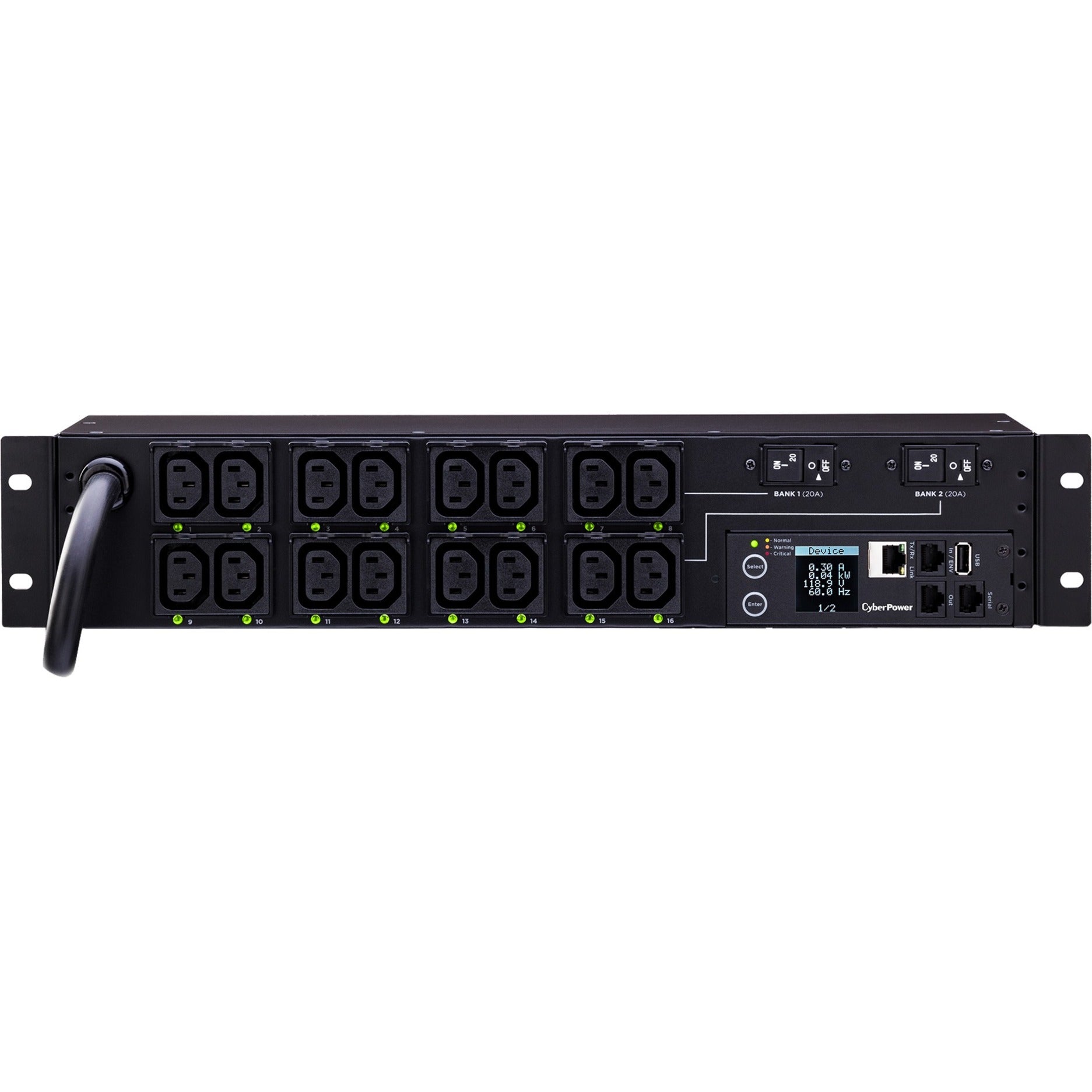 CyberPower PDU81007 16-Outlet PDU, Switched Metered-by-Outlet PDU, 30A, 230V AC