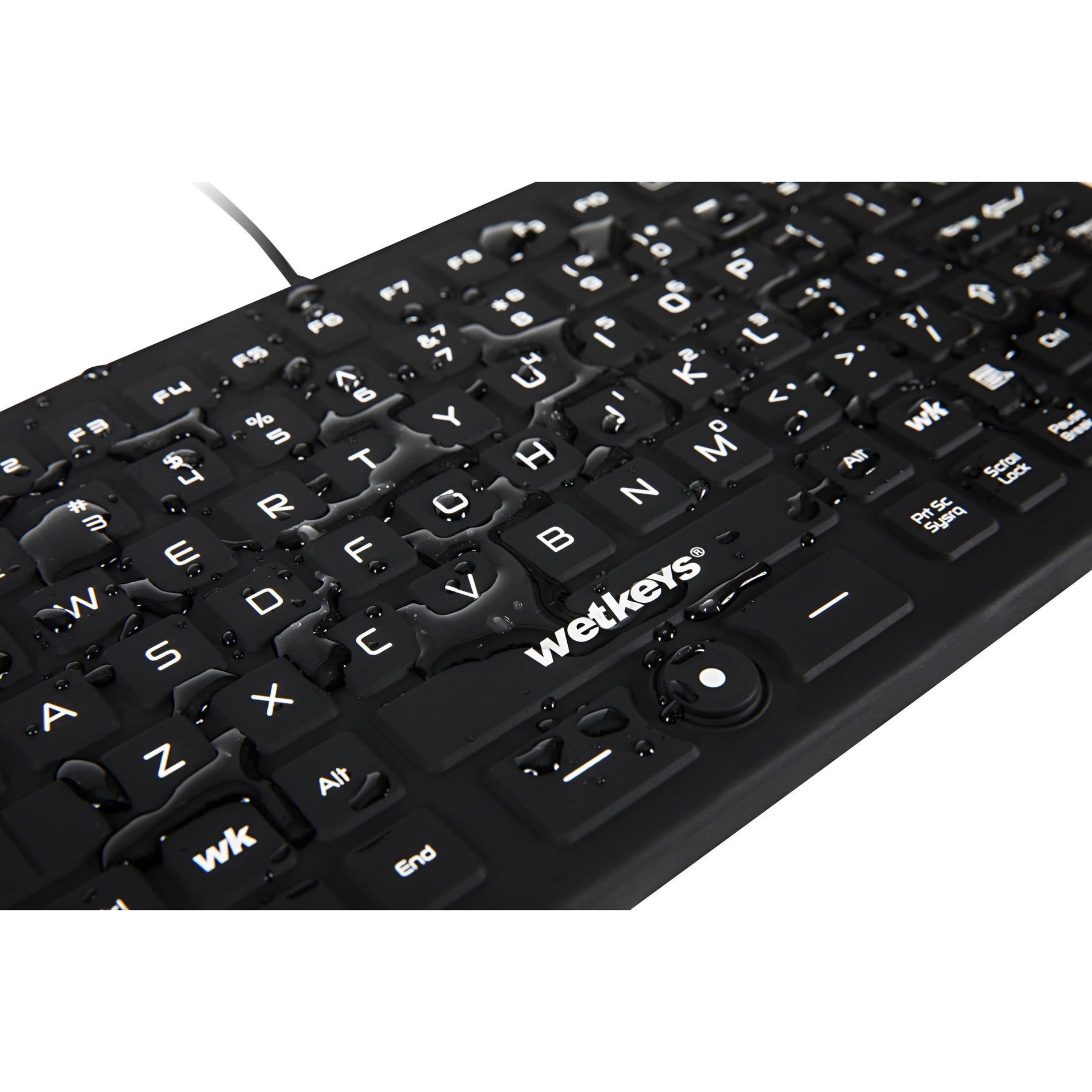 WetKeys Washable Keyboards KBWKRC89PB-BK Waterproof Pro-grade Mid-size Keyboard w/ Pointing Device (USB), Backlit, Black