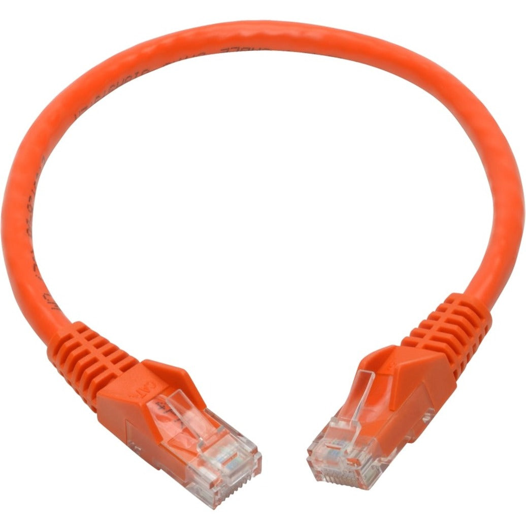 Tripp Lite N201-001-OR Cat6 Gigabit Snagless Molded UTP Patch Cable (RJ45 M/M), Orange, 1 ft, Lifetime Warranty, RoHS & REACH Certified