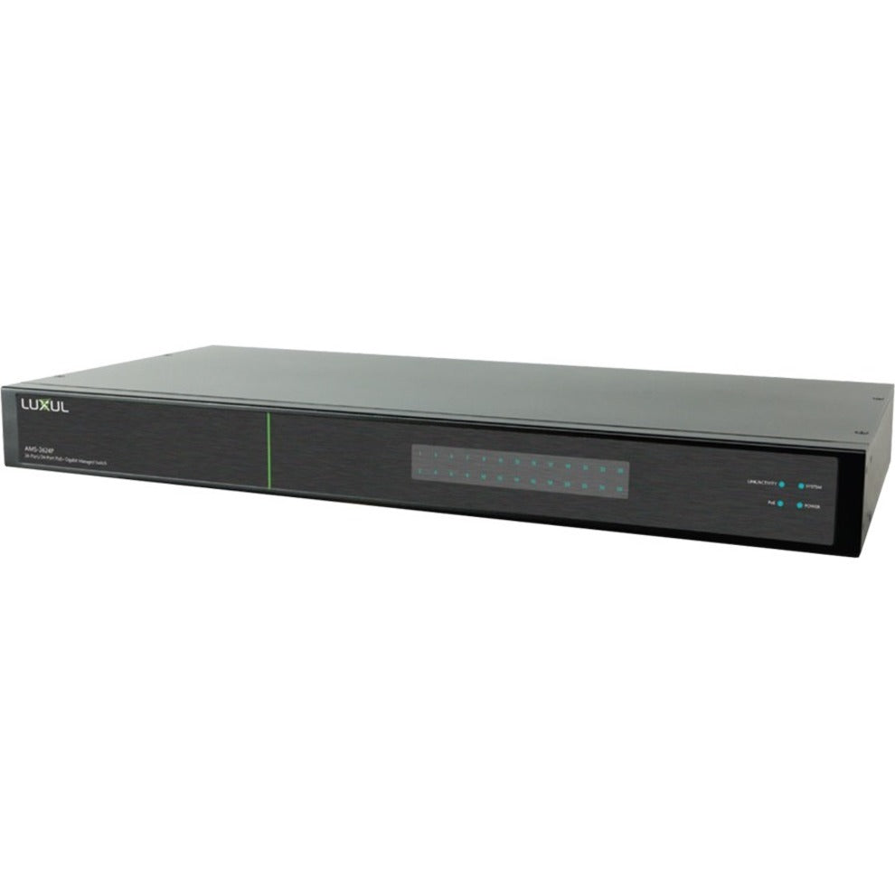 Luxul AMS-2624P 26-Port Gigabit Stackable PoE+ L2/L3 Managed Switch, TAA/NDAA Compliant, Rack-mountable
