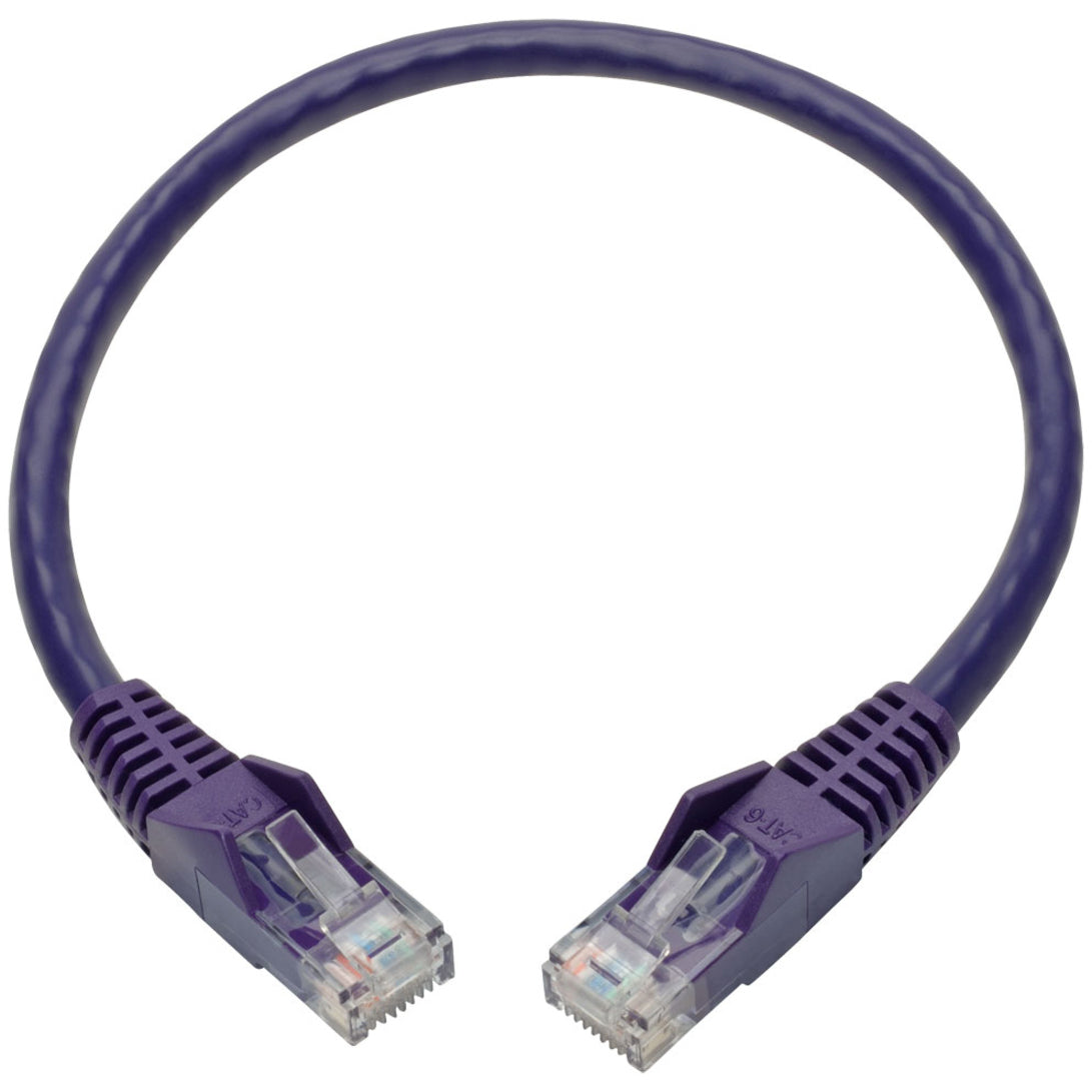 Tripp Lite N201-001-PU Cat6 Gigabit Snagless Molded UTP Patch Cable, Purple, 1 ft, Crack Resistant, RoHS & REACH Certified