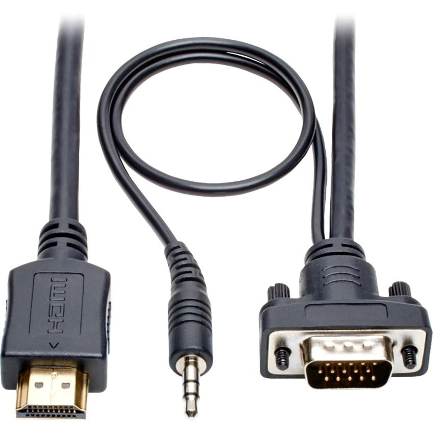Tripp Lite P566-003-VGA-A HDMI/VGA Audio/Video Cable, EMI/RF Protection, 3 ft, Gold Plated Connectors, 1920 x 1200 Supported Resolution
