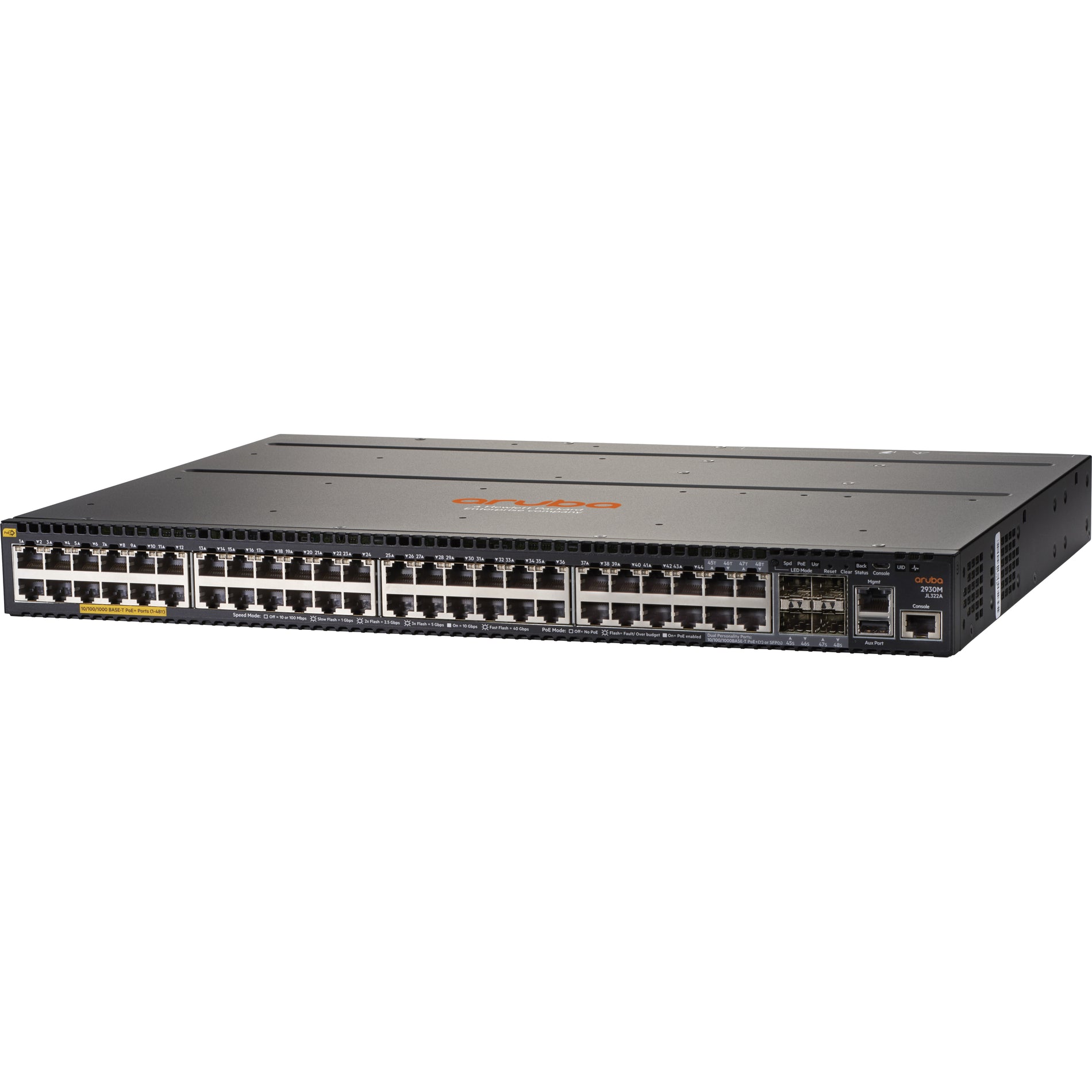 Aruba JL322A 2930M 48G POE+ 1-Slot Switch, Gigabit Ethernet Network, Twisted Pair