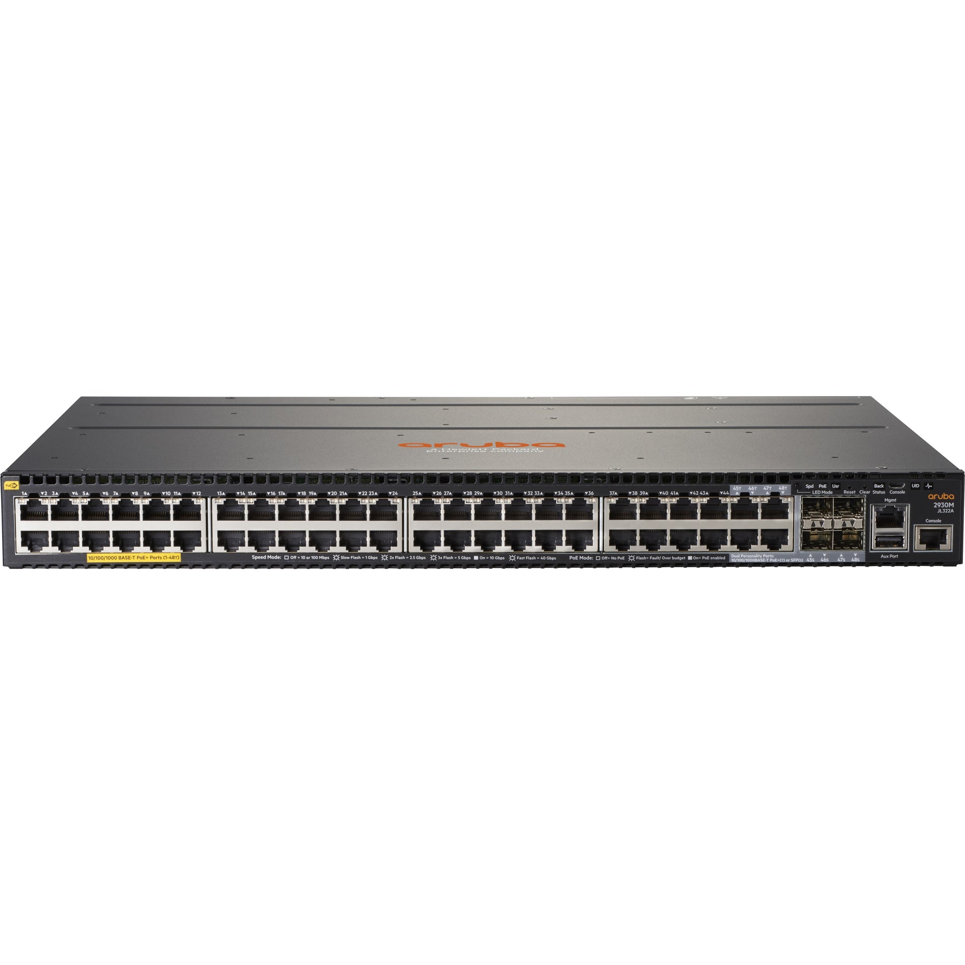 Aruba JL322A 2930M 48G POE+ 1-Slot Switch Gigabit Ethernet Network Twisted Pair