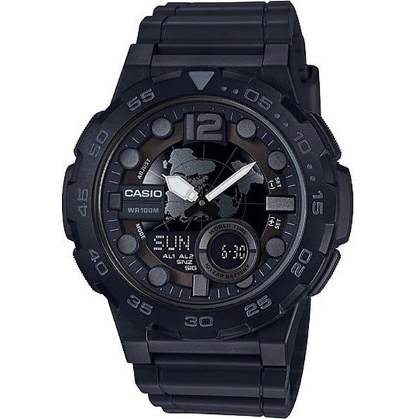 Casio AEQ100W-1BV Analog-Digital Combination Wrist Watch, Water Resistant 328.08 ft