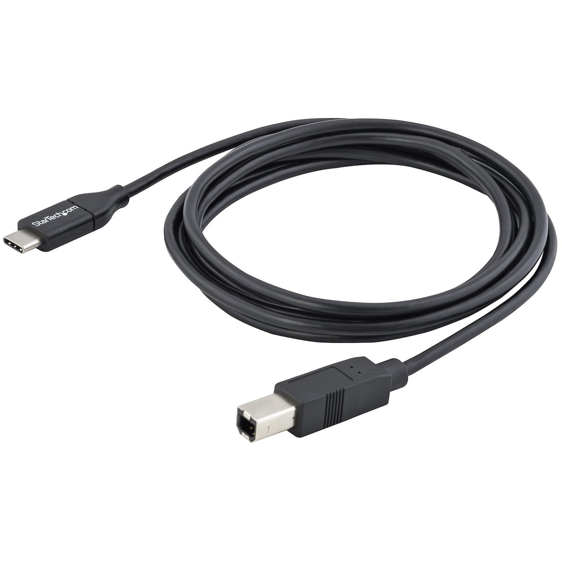 StarTech.com USB2CB2M USB-C to USB-B Cable - M/M - 2m (6 ft.), USB 2.0, Printer Cable, Reversible, Black