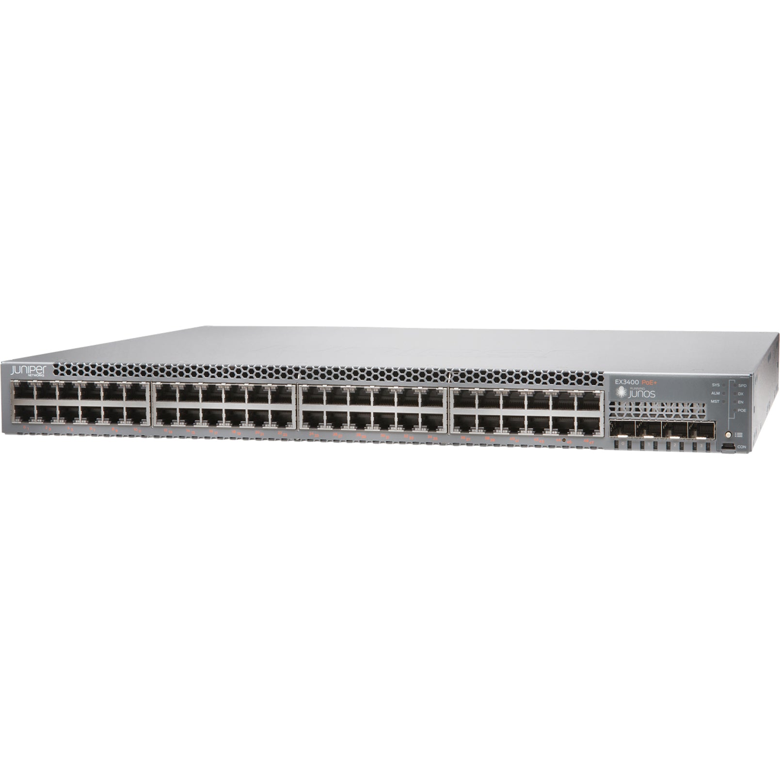 Juniper EX3400-24P-TAA EX3400-24P Layer 3 Switch, 24 Gigabit Ethernet Ports, 2 Uplink Ports, 4 Expansion Slots