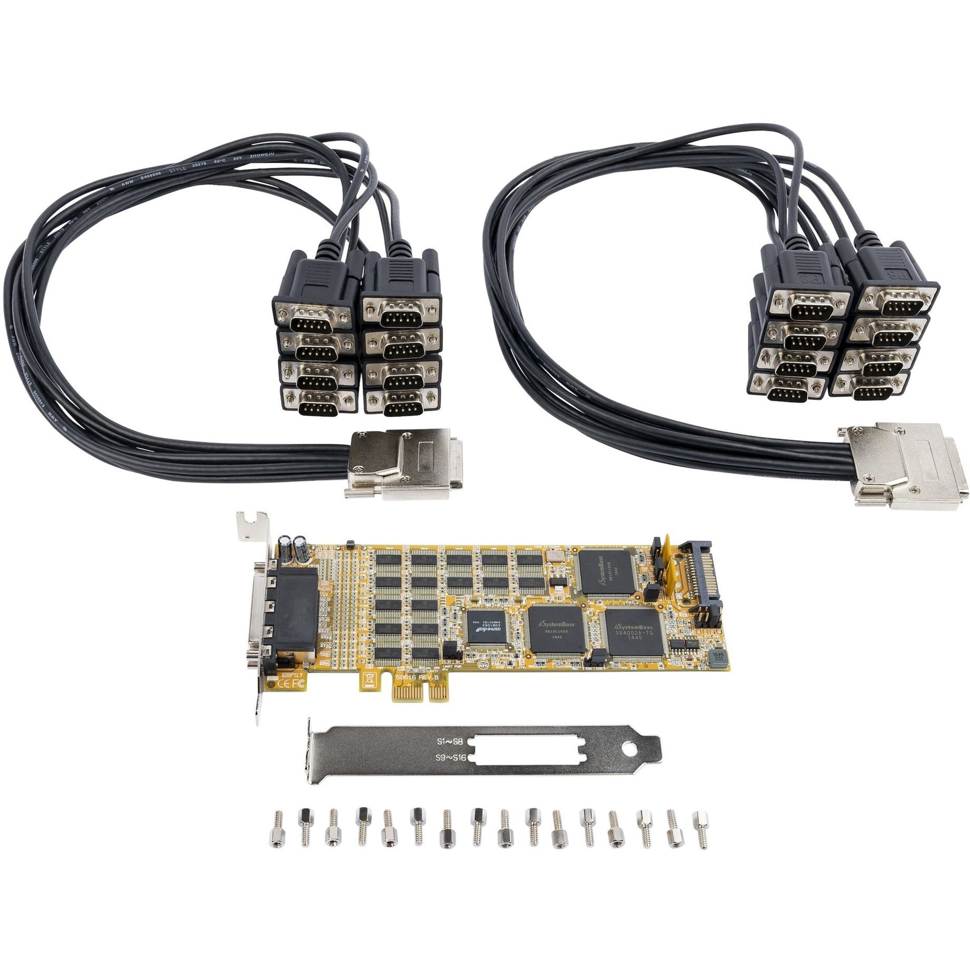 StarTech.com PEX16S550LP 16-Port Low-Profile Serial Card - High-Speed PCIe Serial Card with 16 DB9 RS232 Ports
