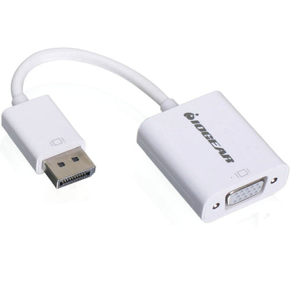 Close-up of white DisplayPort to VGA adapter showing connector details-alternate-image3