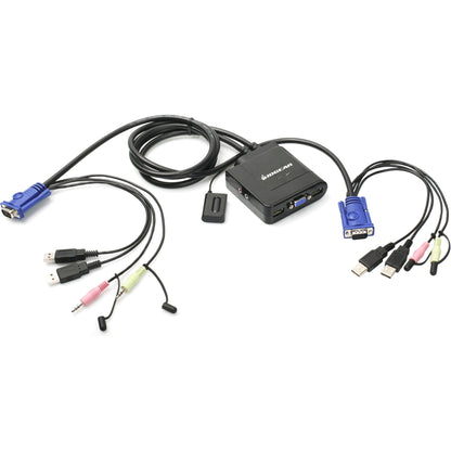 Full cable configuration of IOGEAR KVM switch showing all connection options and integrated cables-alternate-image2