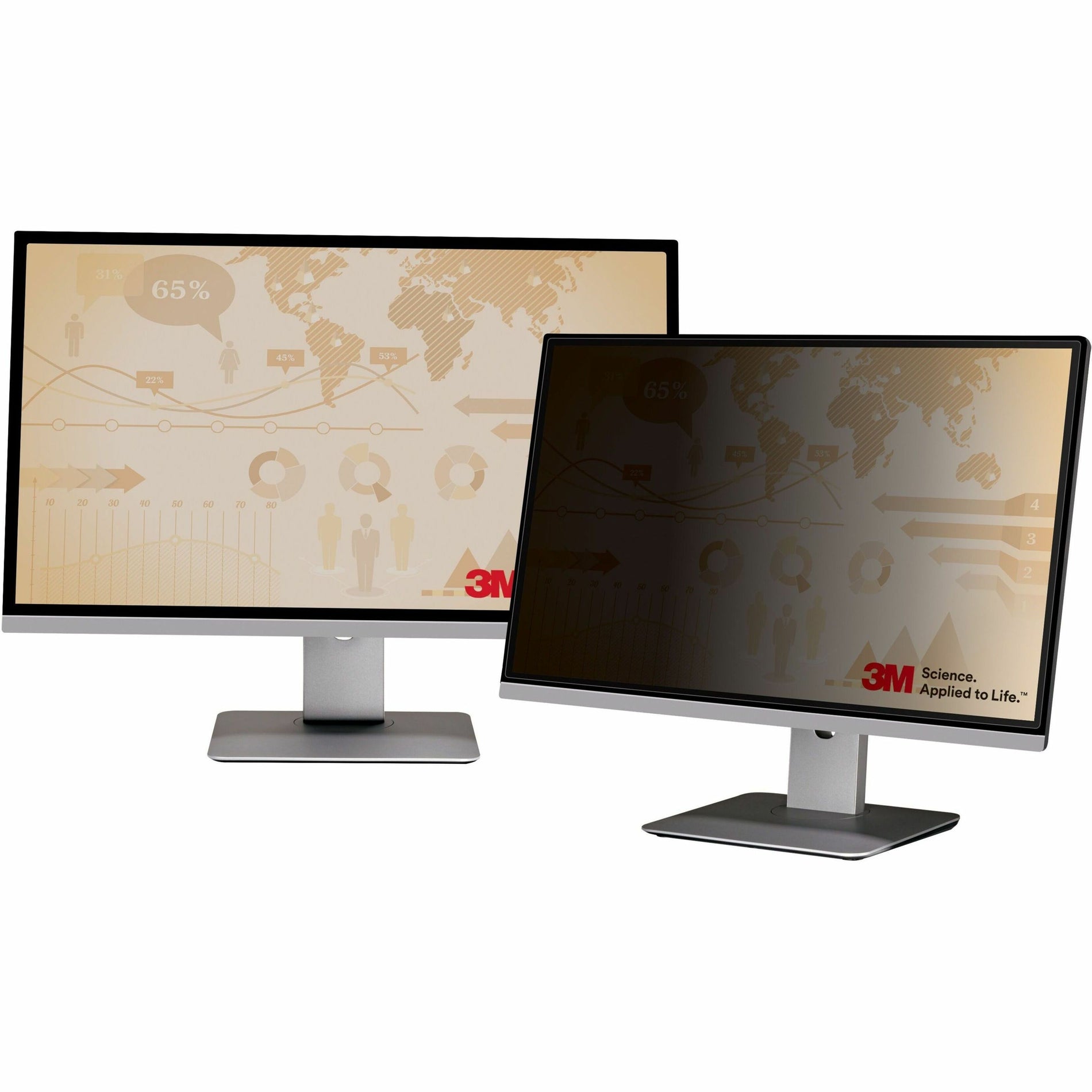 3M PF238W9B Privacy Filter for 23.8" Wide-screen Monitors, 16:9, Matte Black, Easy to Apply, Easy to Remove, Privacy