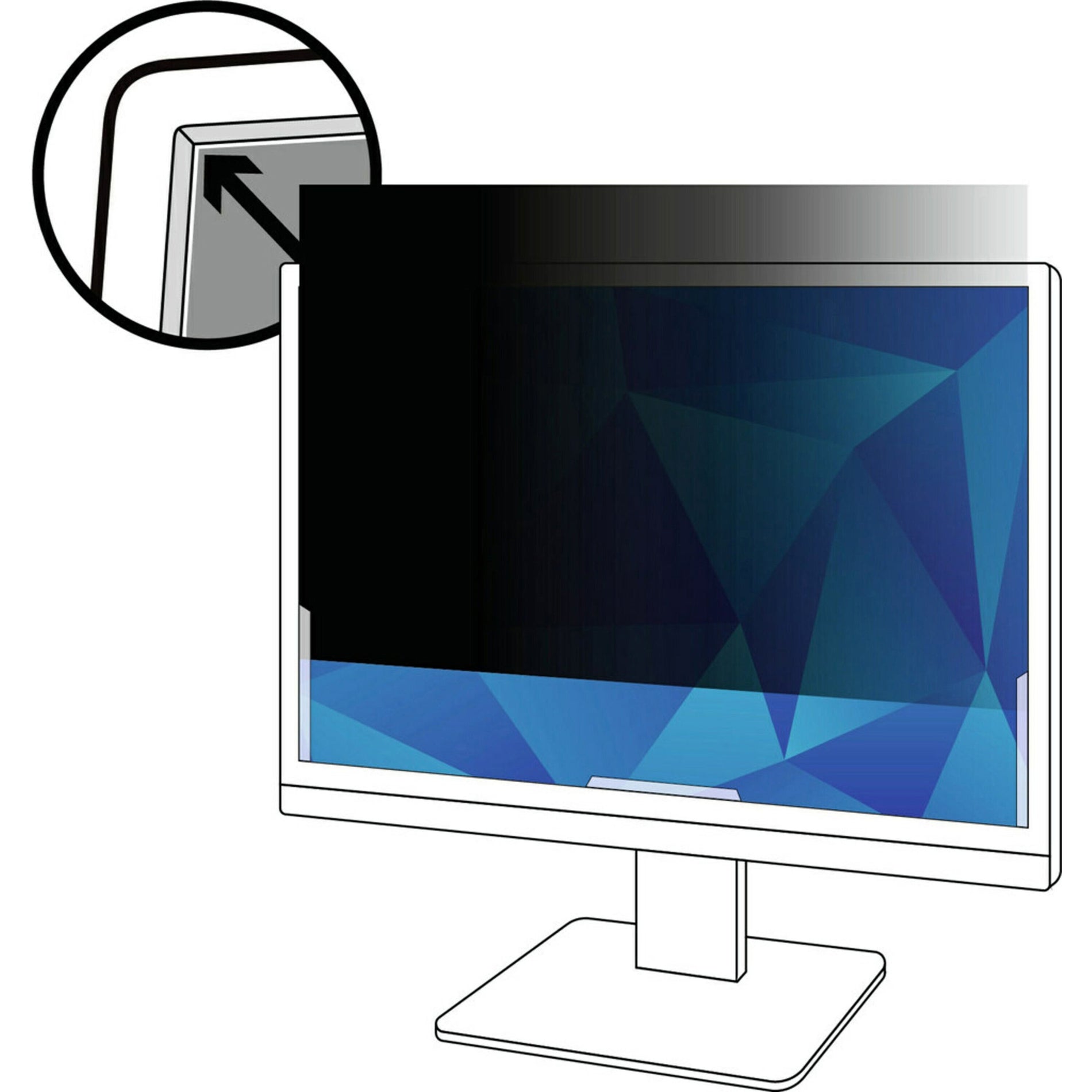 3M PF201W1B Privacy Filter Black Matte, Easy to Apply, Easy Clean, Limited Viewing Angle, 20.1" Widescreen Monitor