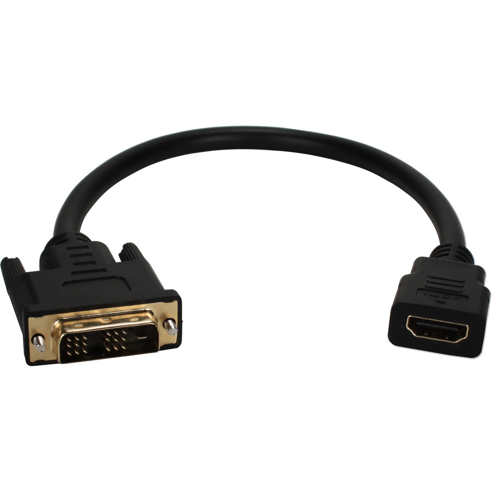 QVS HDVIX-1F 1ft DVI Male to HDMI Female 4K UltraHD Conversion Adaptor Cable, Audio Return Channel (ARC)