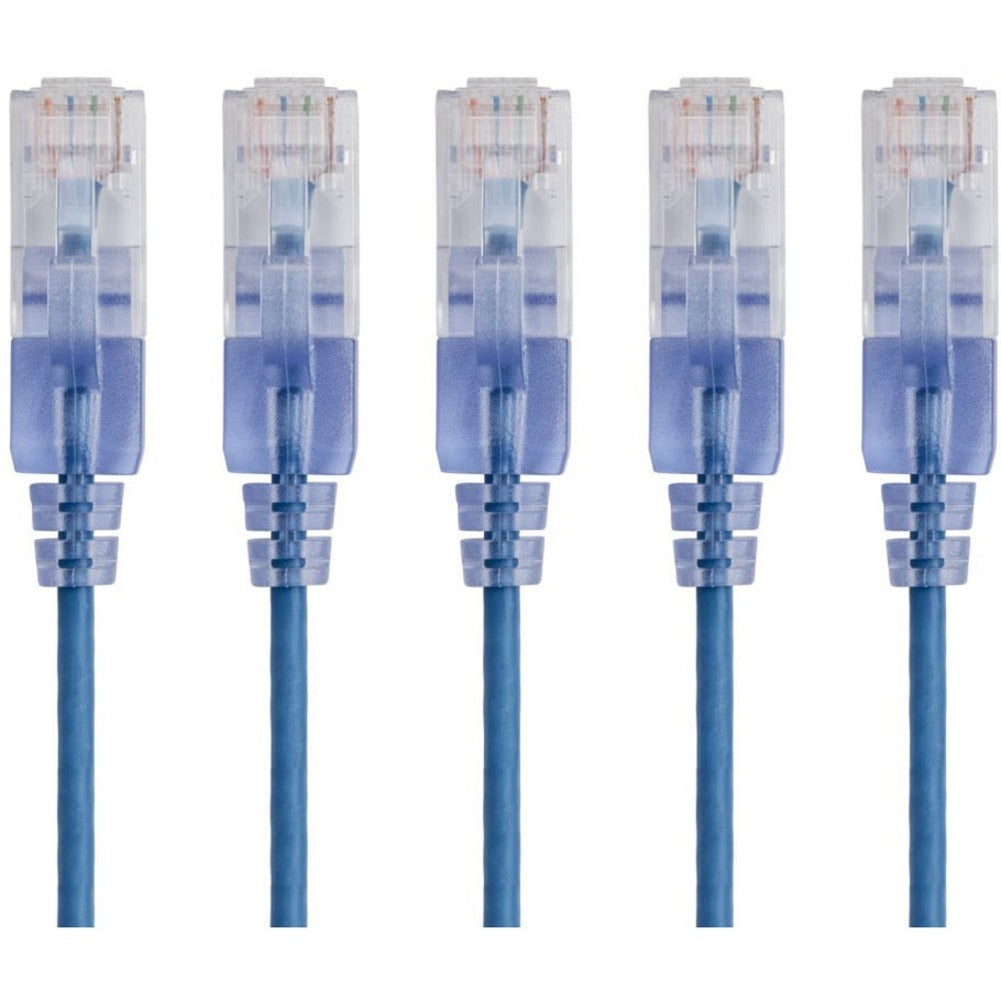 Monoprice 15130 SlimRun Cat6A Ethernet Network Patch Cable, 3ft Blue, 5-Pack