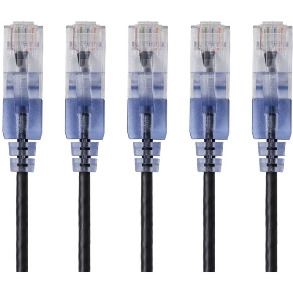 Monoprice 15129 SlimRun Cat6A Ethernet Network Patch Cable 3ft Black, 5-Pack
