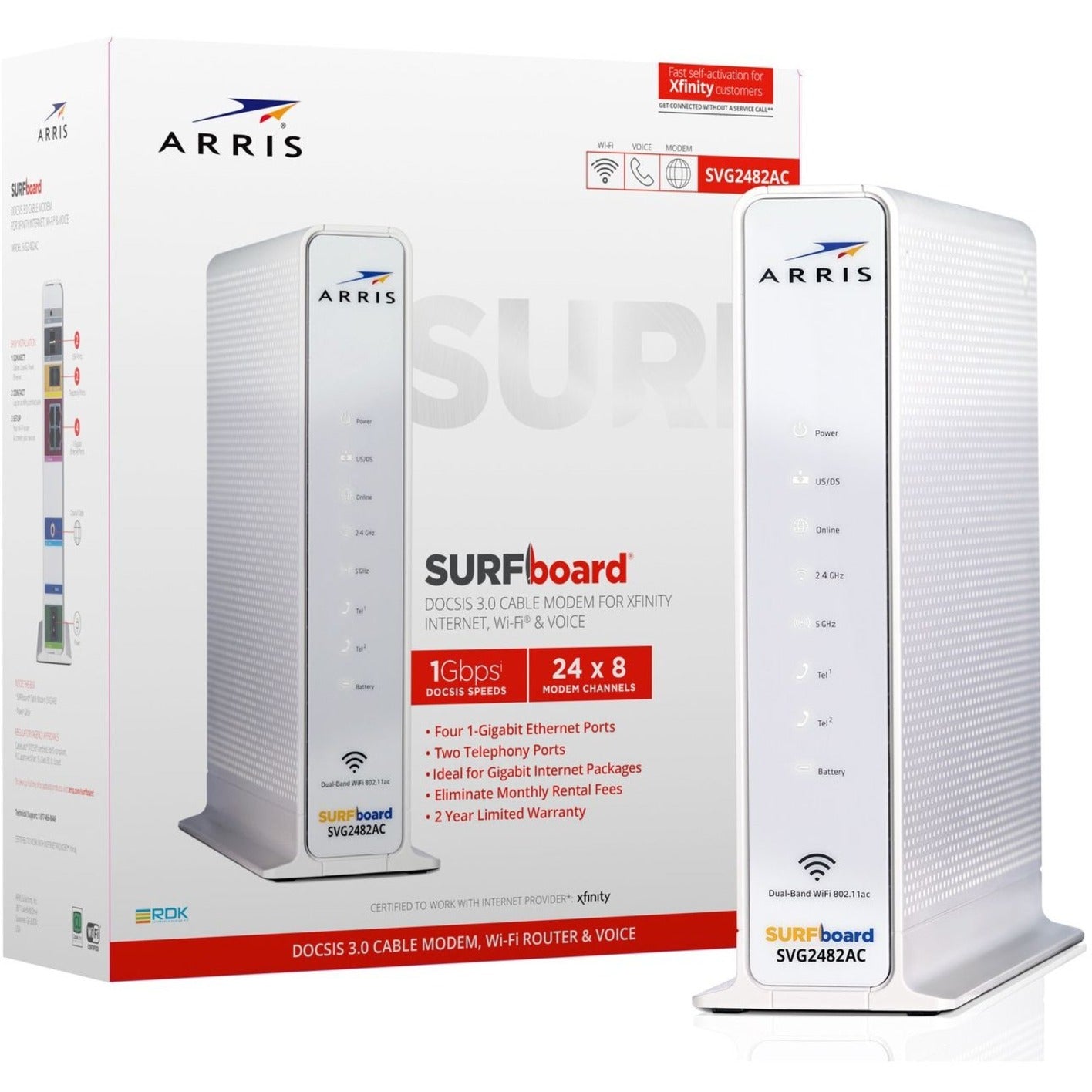 SURFboard 1000425 SURFBoard Internet, Wi-Fi & Voice Modem, Cable Modem 1024 Mbit/s