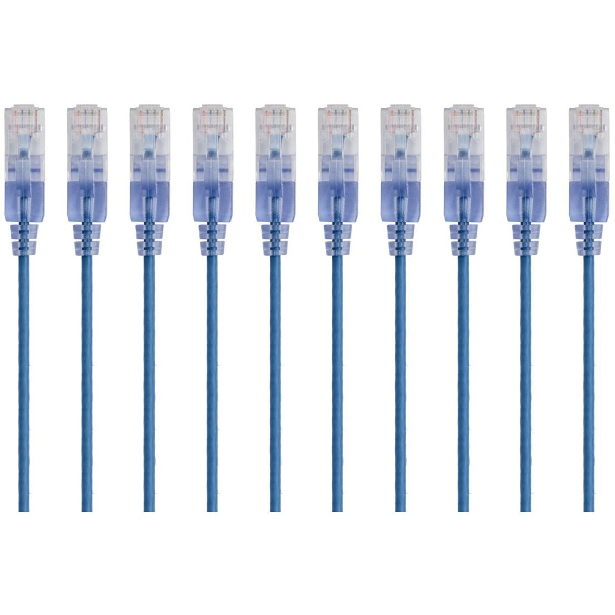 Monoprice 15150 SlimRun Cat6A Ethernet Network Patch Cable 1ft Blue, 10-Pack