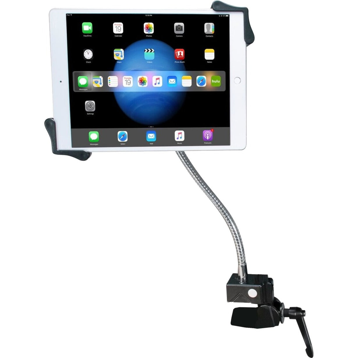 CTA Digital PAD-HGT Heavy-Duty Gooseneck Clamp Stand for 7-13" Inch Tablets, iPad, Tablet - Black