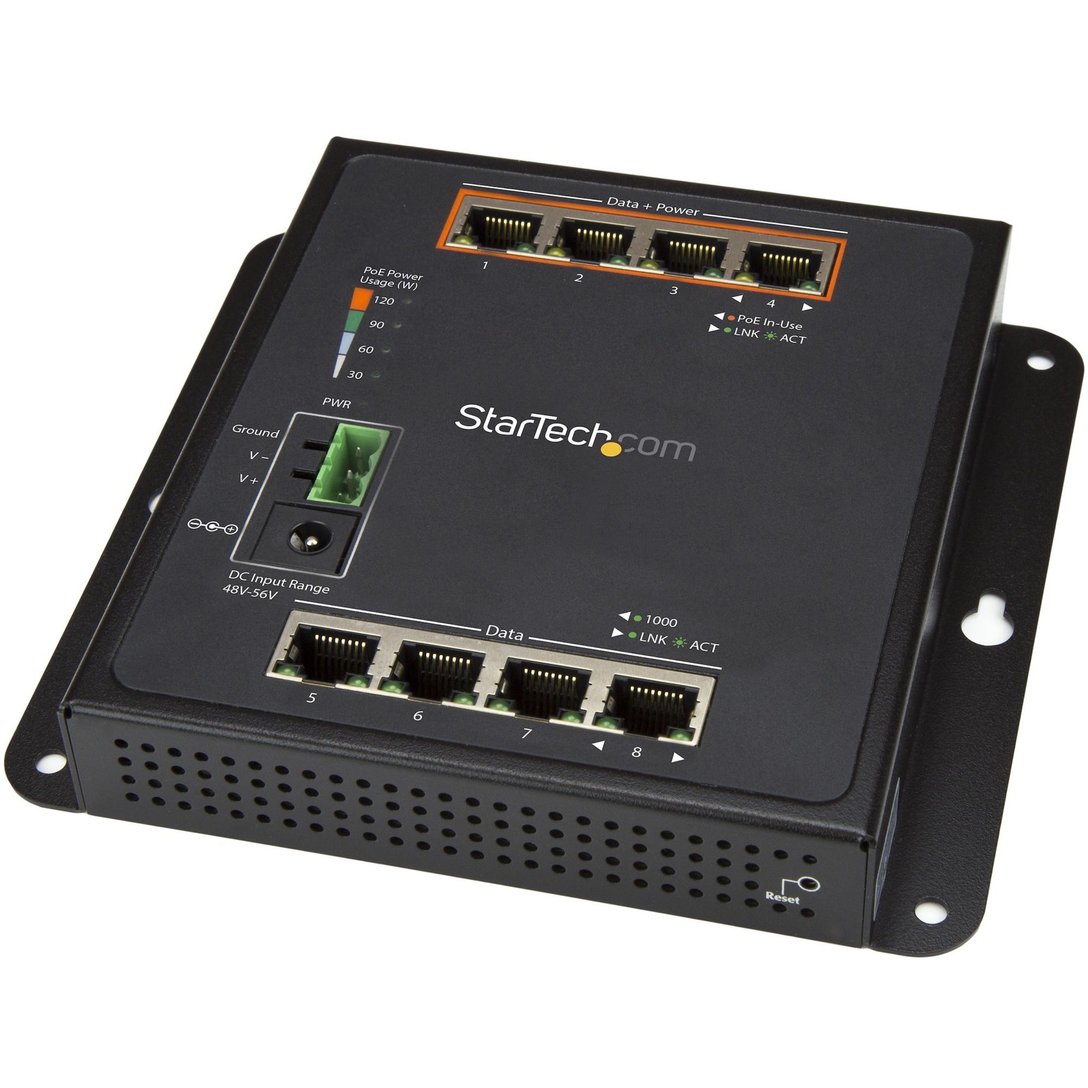 StarTech.com IES81GPOEW 8-Port (4 PoE+) Gigabit Ethernet Switch - Managed - Wall Mount with Front Access, Industrial Network Switch