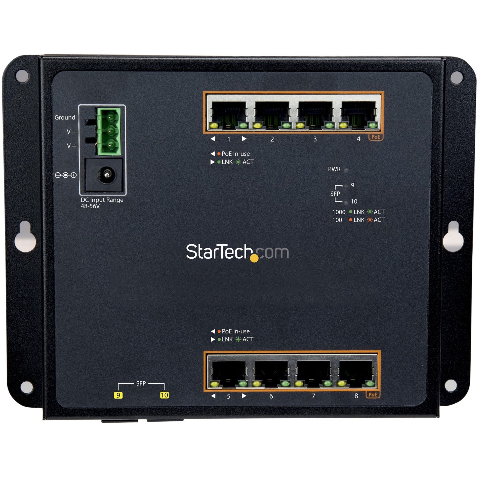 StarTech.com IES101GP2SFW 8-Port Gigabit Ethernet Switch, Industrial Managed Network Switch, Wall Mount
