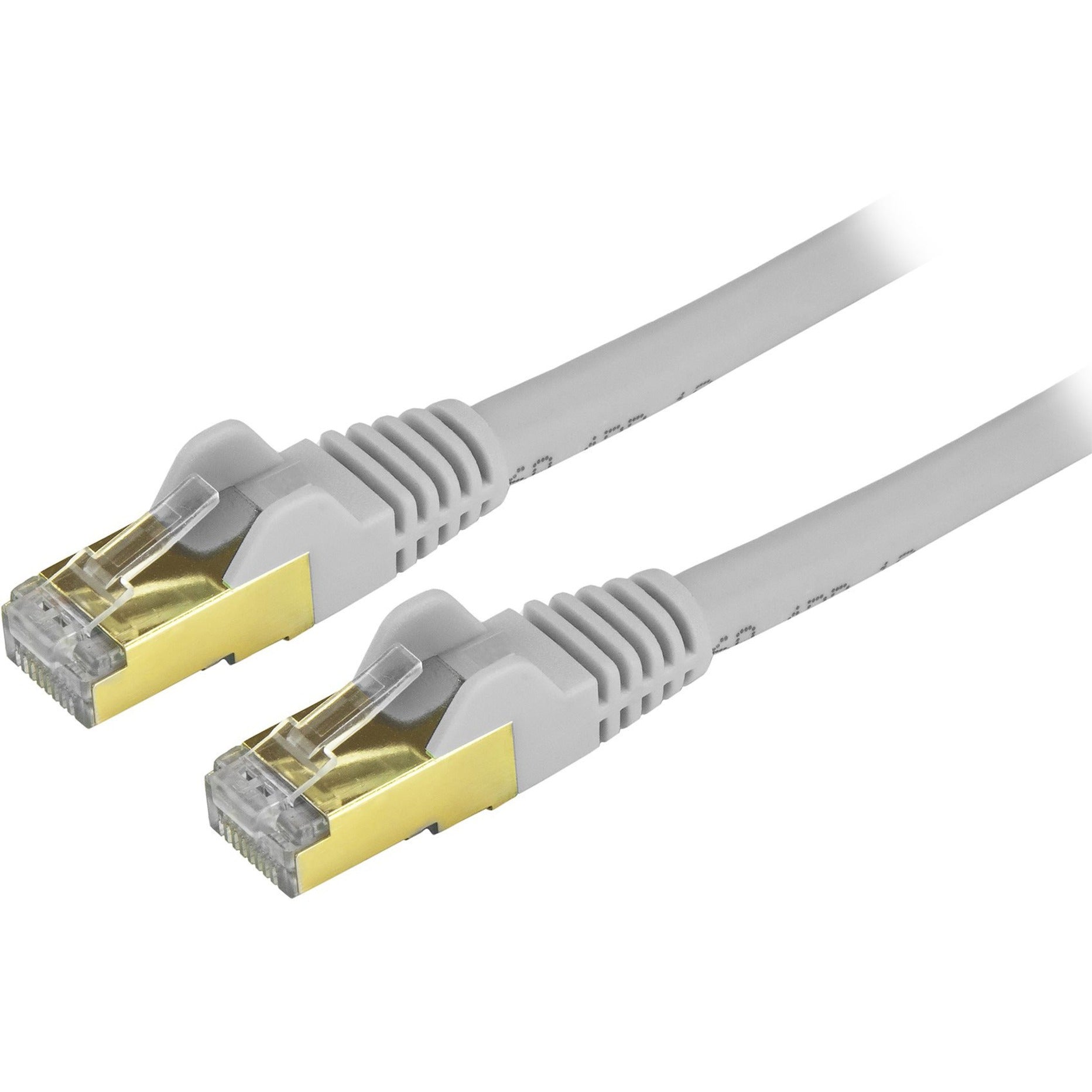 StarTech.com C6ASPAT12GR Cat6a Ethernet Patch Cable - Shielded (STP) - 12 ft., Gray, Snagless RJ45 Ethernet Cord