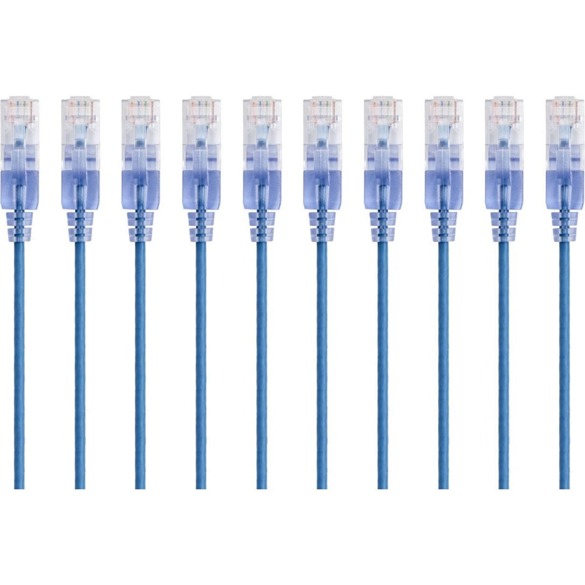 Monoprice 15154 SlimRun Cat6A Ethernet Network Patch Cable 3ft Blue, 10-Pack