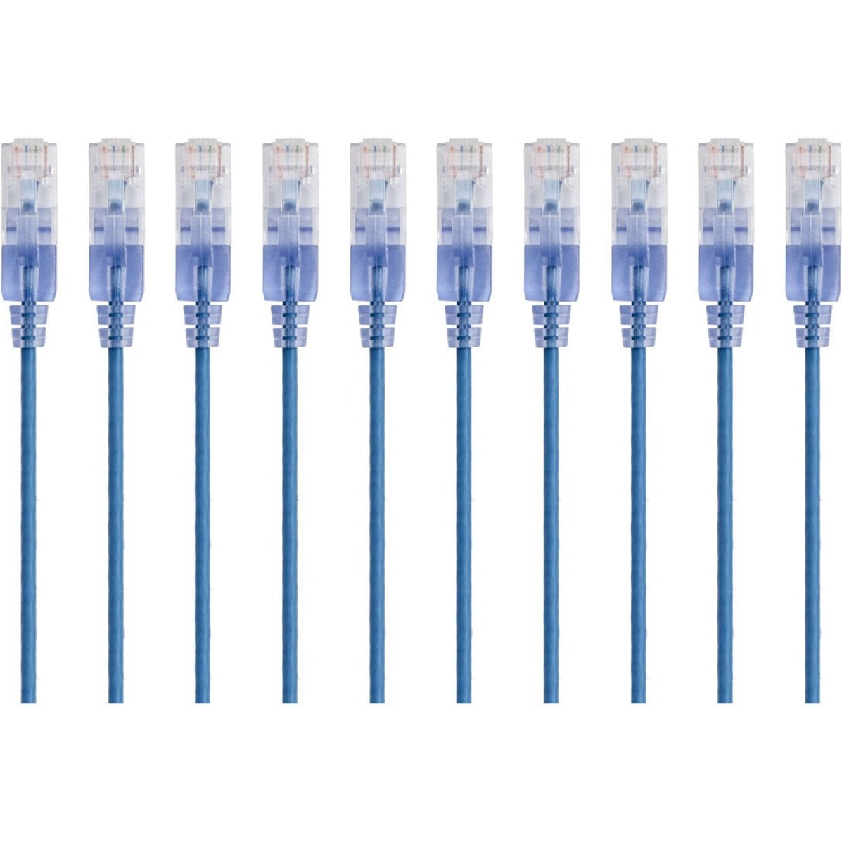 Monoprice 15166 SlimRun Cat6A Ethernet Network Patch Cable 10ft Blue, 10-Pack