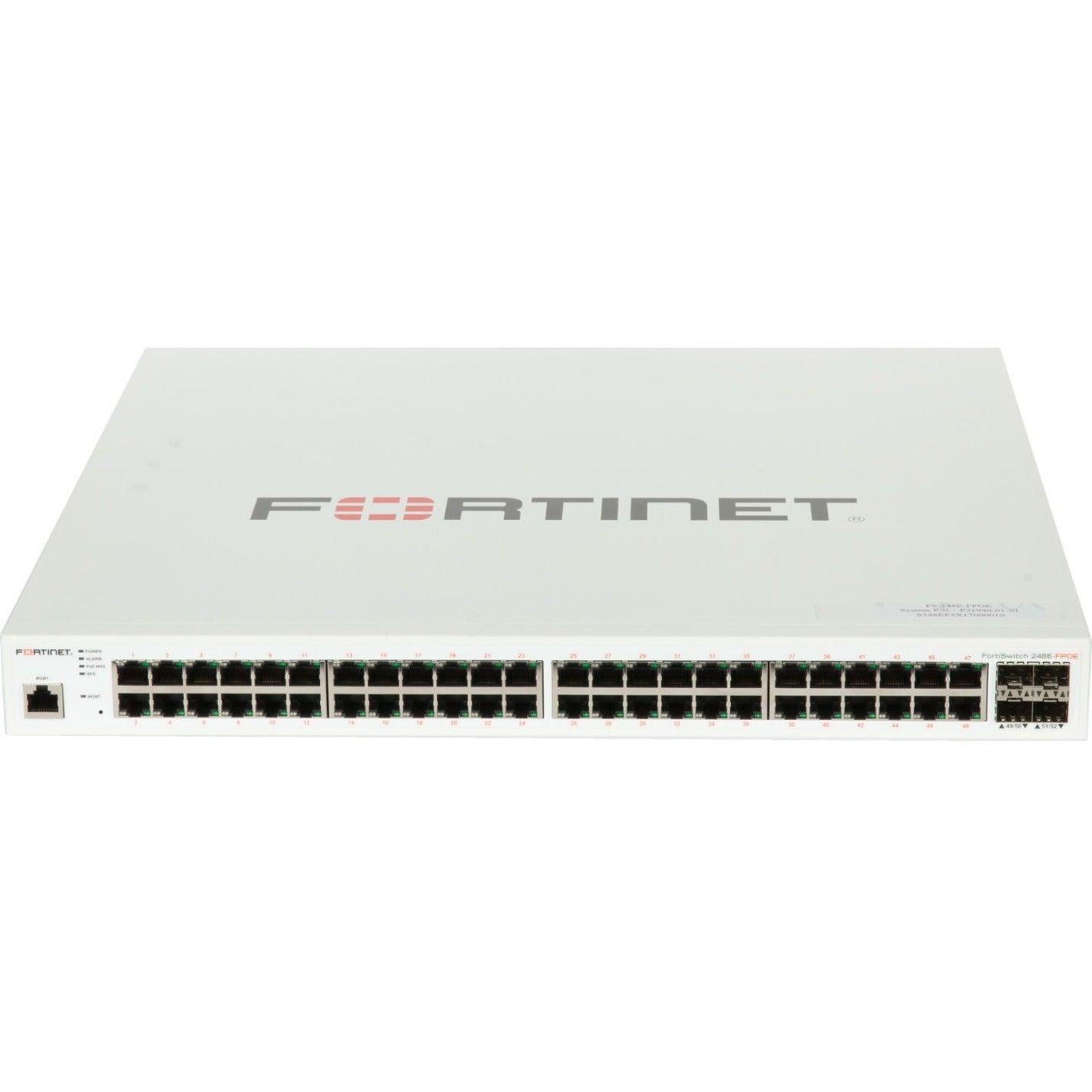 Fortinet FS-248E-FPOE FortiSwitch FS-248E-FPoE Ethernet Switch, Gigabit Ethernet, 48 Ports, 4 SFP Slots, 740W PoE Budget, Rack-mountable