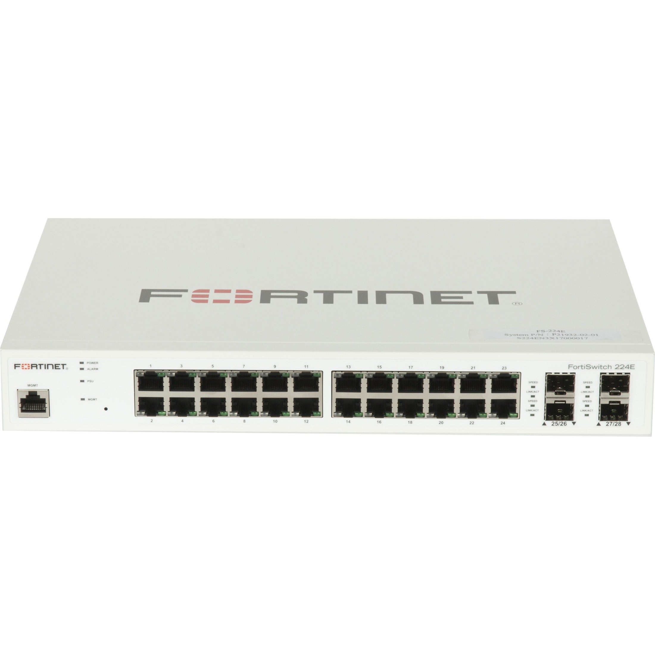 Fortinet FS-224E FortiSwitch Ethernet Switch, Gigabit, 24 Ports, Lifetime Warranty, RoHS 2 Certified