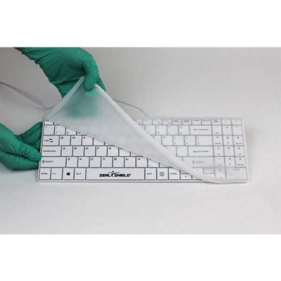 Seal Shield SSWKSV099W Cleanwipe Wireless Waterproof Keyboard, Antimicrobial, Rechargeable, White