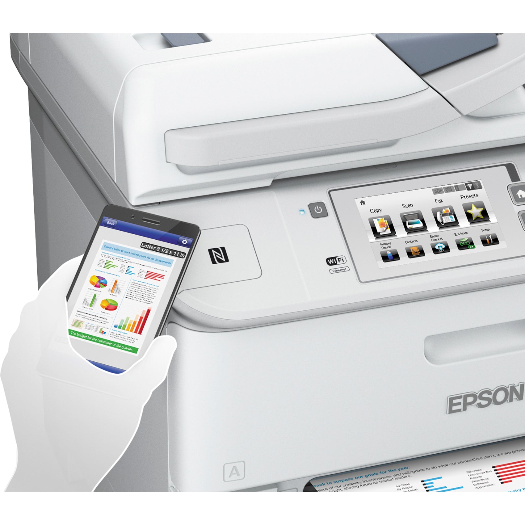 Epson C11CD49201-NA WorkForce Pro WF-6590 Network Multifunction Color Printer, Wireless, Duplex Printing, 4800 x 1200 dpi