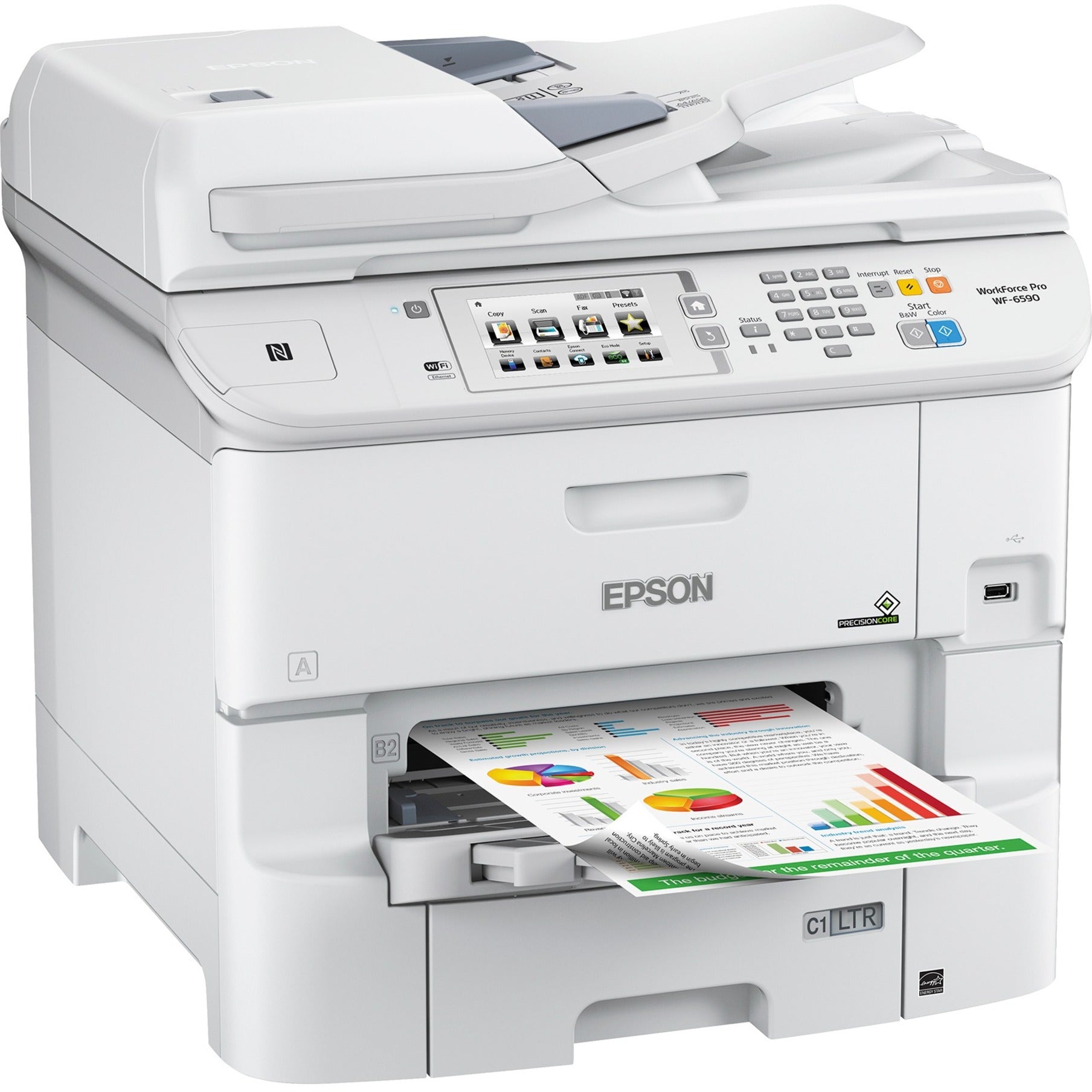 Epson C11CD49201-NA WorkForce Pro WF-6590 Network Multifunction Color Printer, Wireless, Duplex Printing, 4800 x 1200 dpi