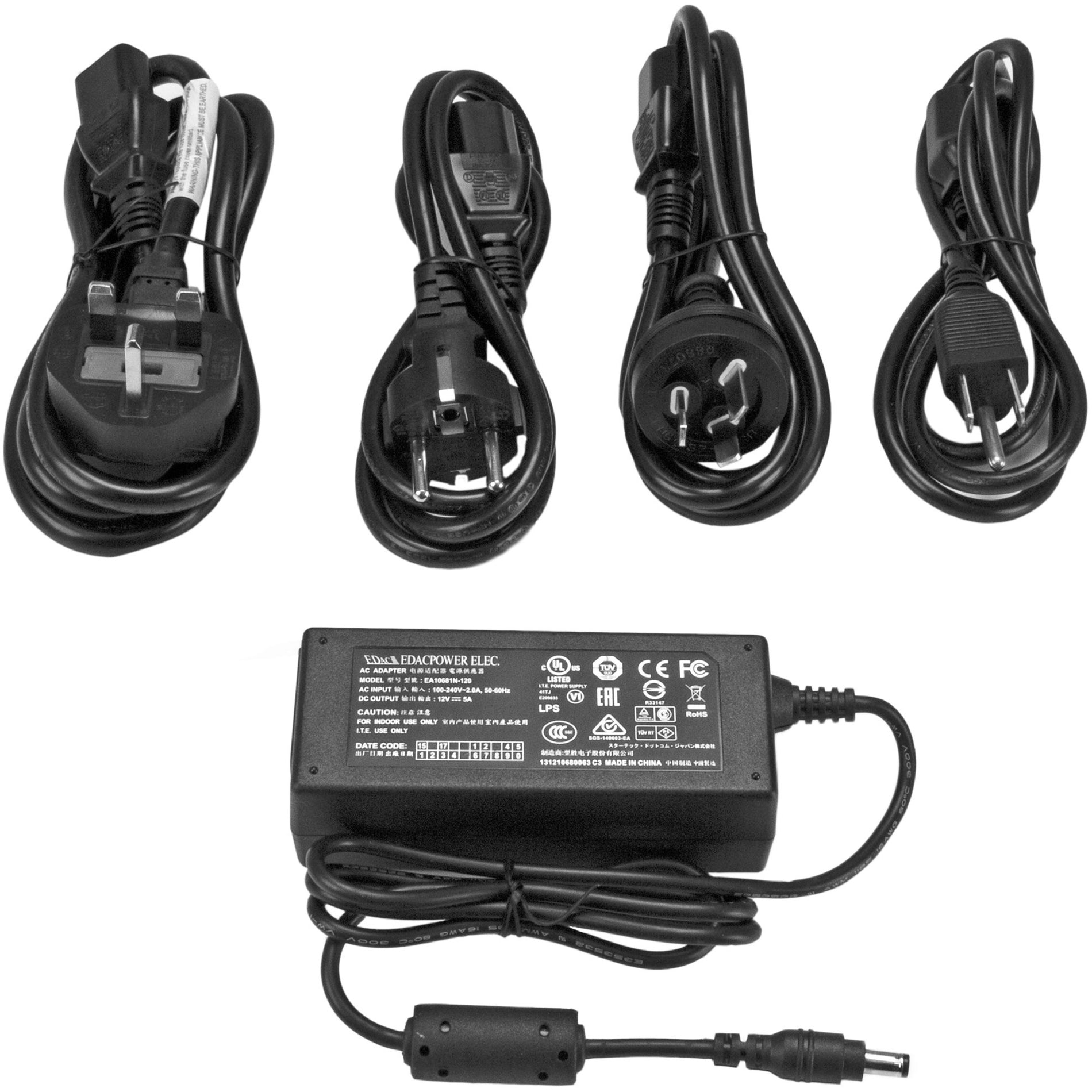 StarTech.com SVA12M5NA Replacement 12V DC Power Adapter - 12 Volts 5 Amps, Limited 2 Year Warranty, RoHS & WEEE Certified