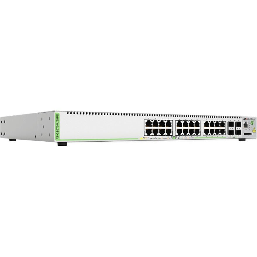 Allied Telesis AT-GS970M/28PS-10 Managed Gigabit Ethernet Switch, 24 Ports, 4 SFP Slots, Power Supply Included