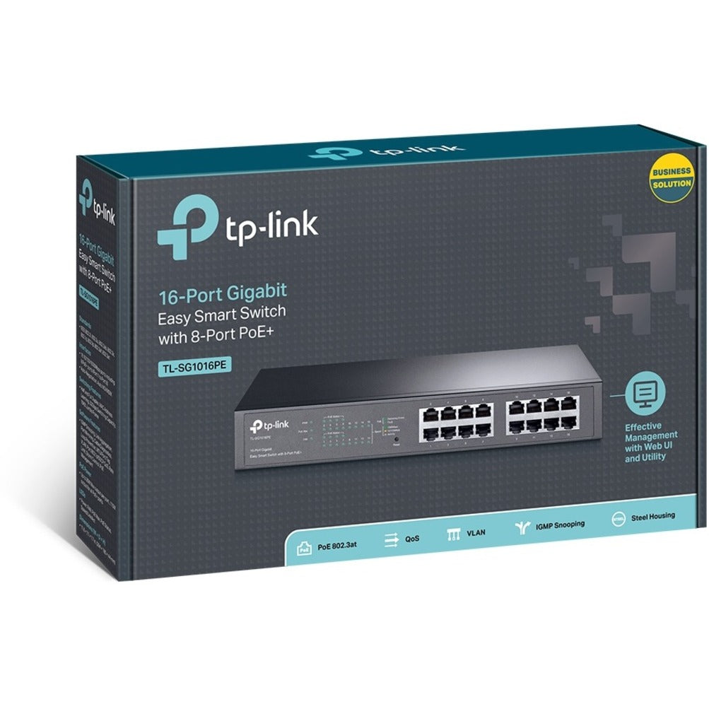 TP-Link TL-SG1016PE 16-Port Gigabit Easy Smart PoE Switch with 8-Port PoE+, High-Speed Ethernet Switch for Efficient Network Management