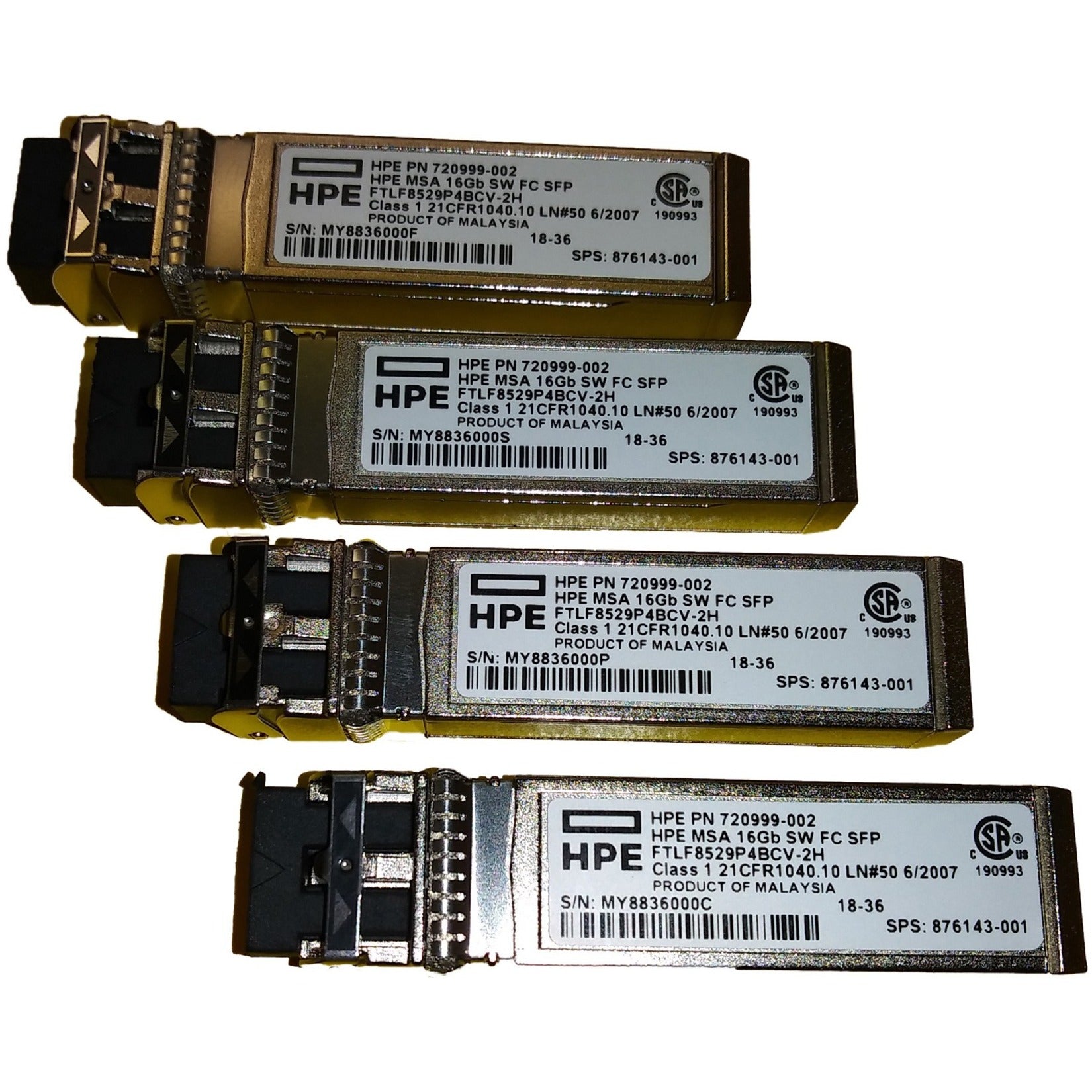 HPE C8R24B MSA 16Gb Short Wave Fibre Channel SFP+ 4-pack Transceiver, Data Networking, Optical Network
