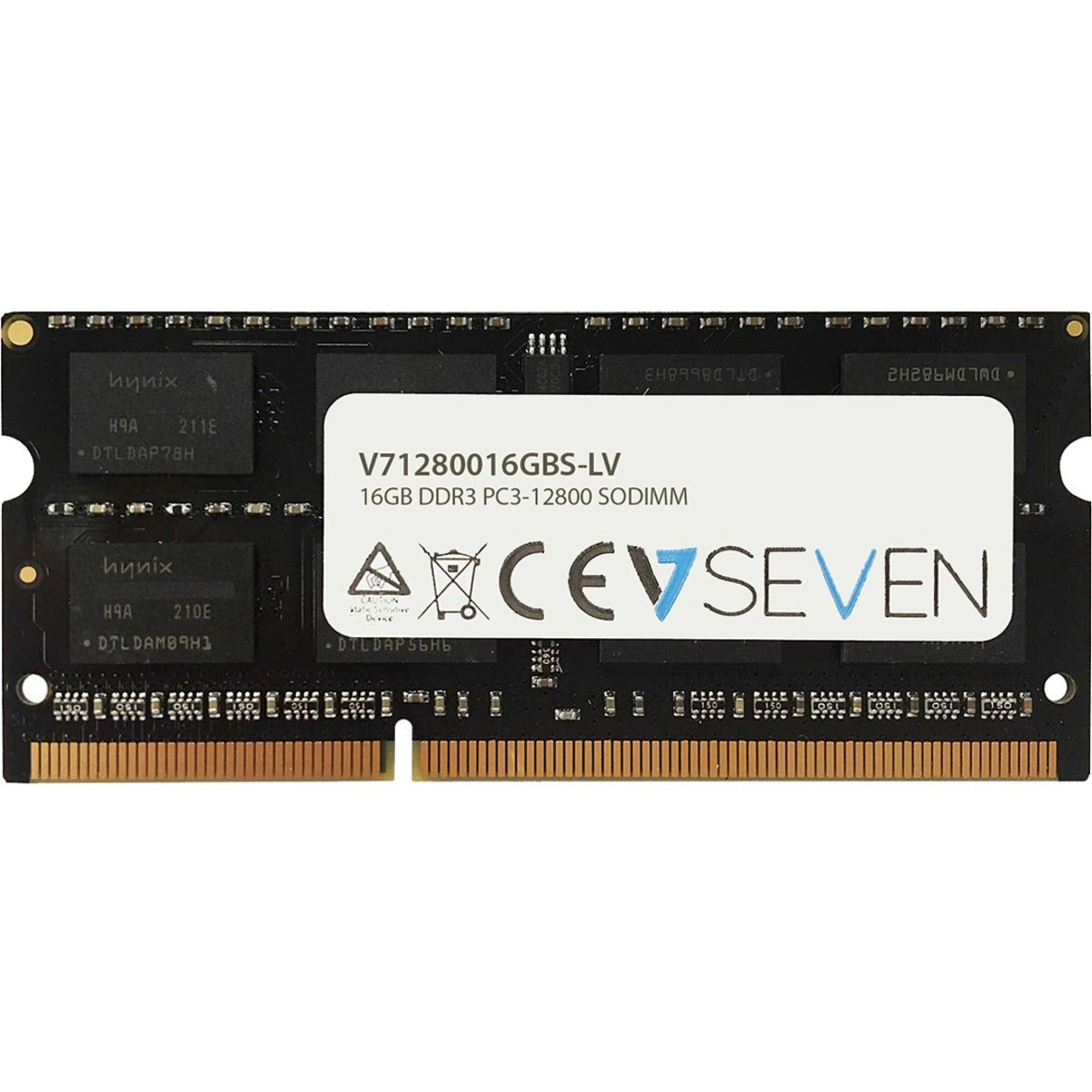 V7 V71280016GBS-LV 16GB DDR3 SDRAM Memory Module, 1600 MHz, SoDIMM, 204-pin