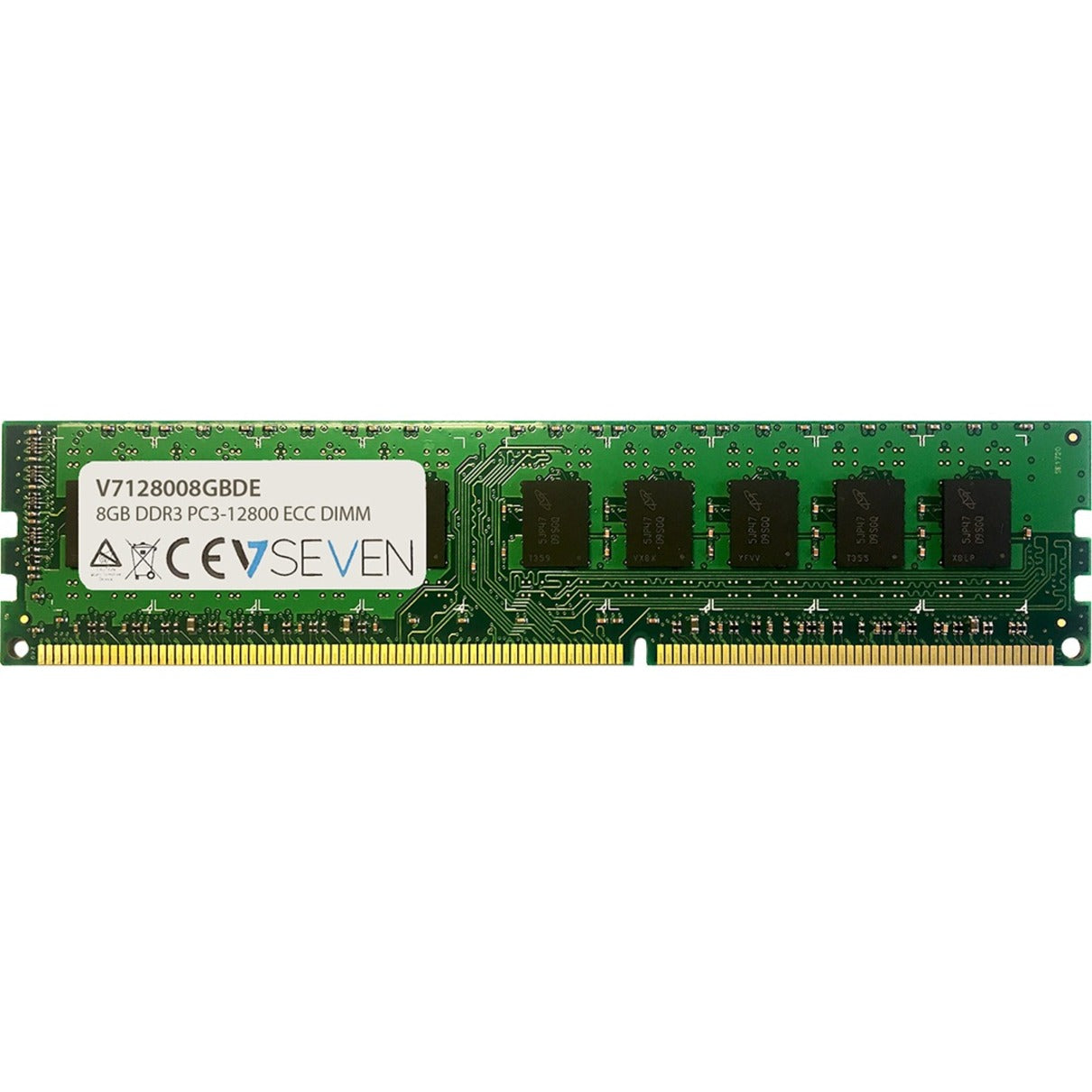 V7 V7128008GBDE 8GB DDR3 SDRAM Memory Module, 1600 MHz, ECC, Unbuffered