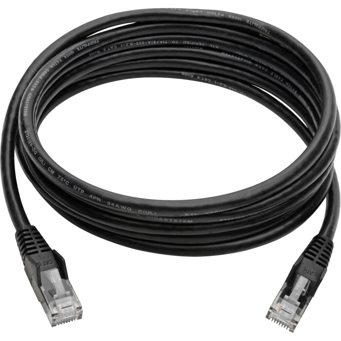 Tripp Lite N201-008-BK Cat.6 UTP Patch Network Cable, 8 ft, Gigabit, Snagless, Black