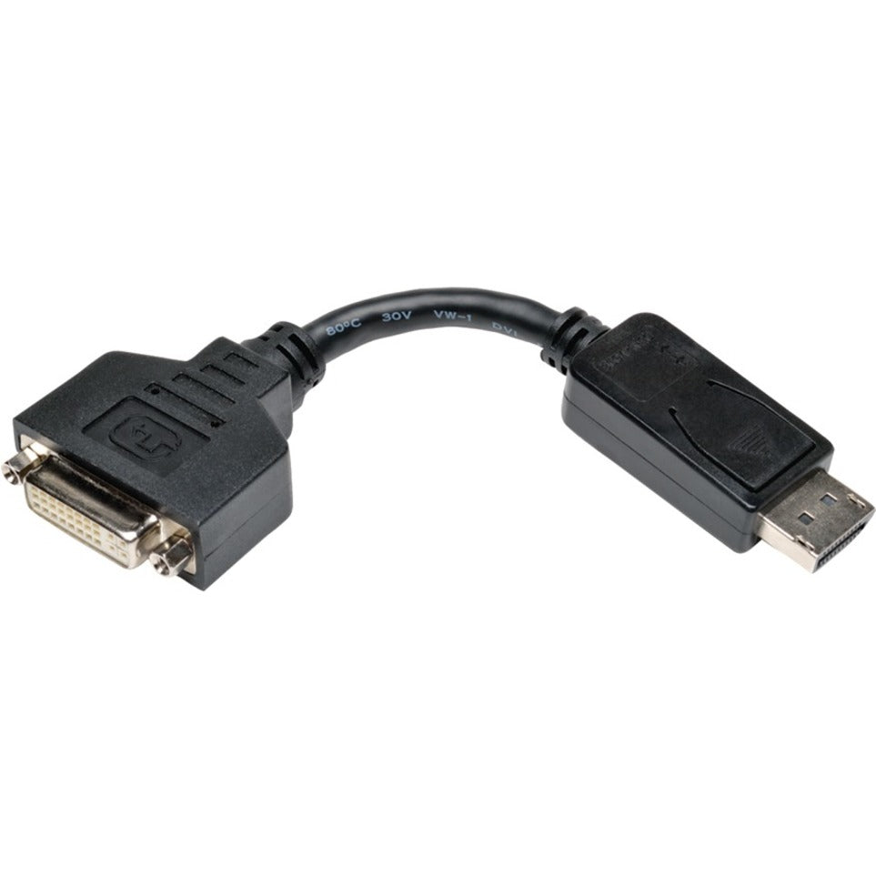 Tripp Lite P134-000-50BK DisplayPort/DVI-I Video Cable, 6", Gold-Plated Connectors, 1920 x 1200 Resolution, Black