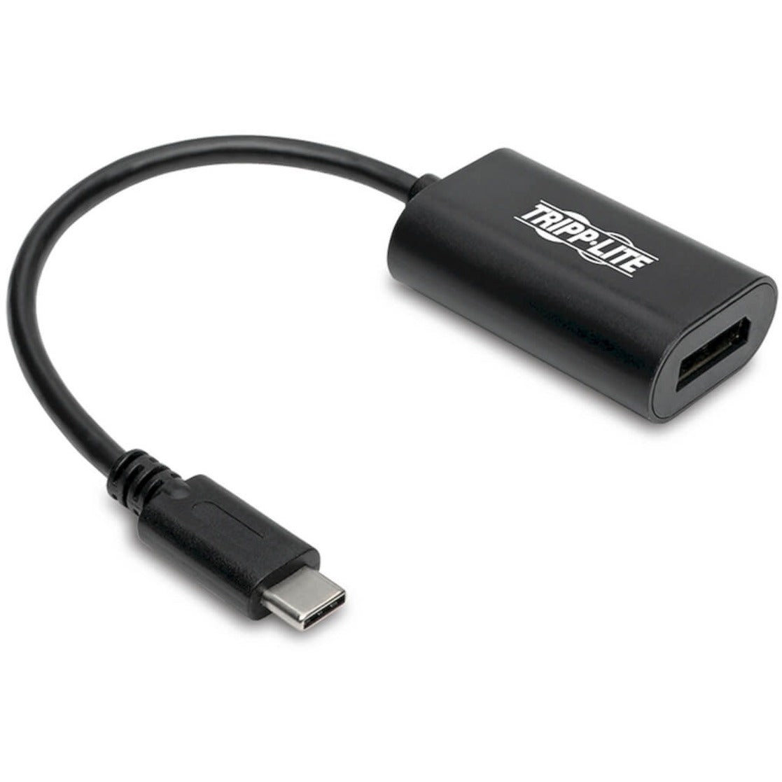 Tripp Lite USB-C to DisplayPort adapter showing black housing and cable design-alternate-image1