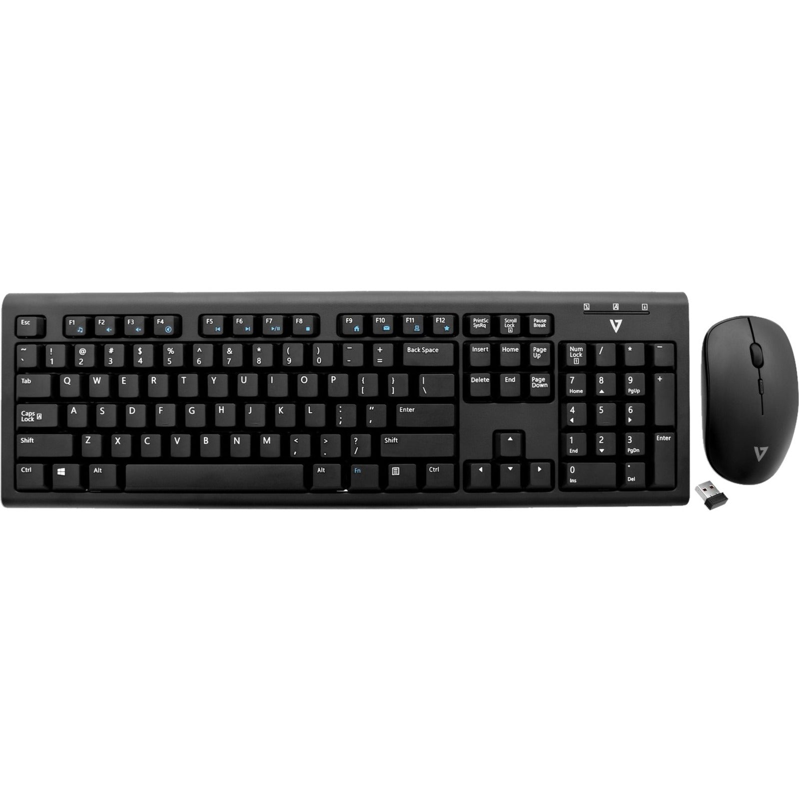 V7 CKW200US Wireless Keyboard and Mouse Combo, Spill Resistant, Adjustable Feet, 30 ft Wireless Range