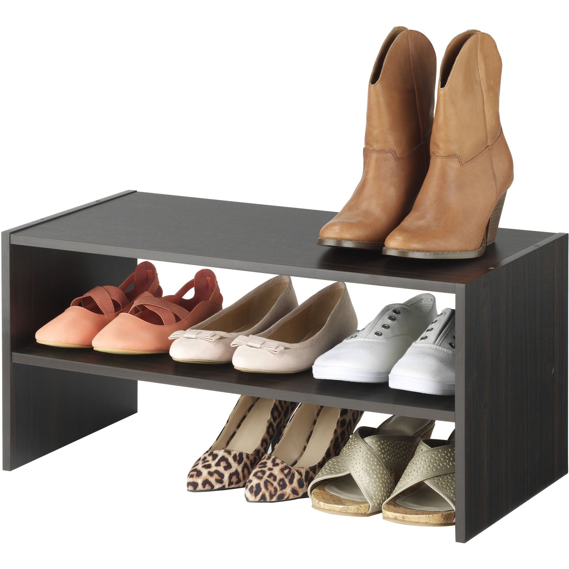 Whitmor 6424-8080-ESPR-BB Shoe Rack, Stackable, Adjustable Shelf, Durable, Easy to Clean, Closet Storage